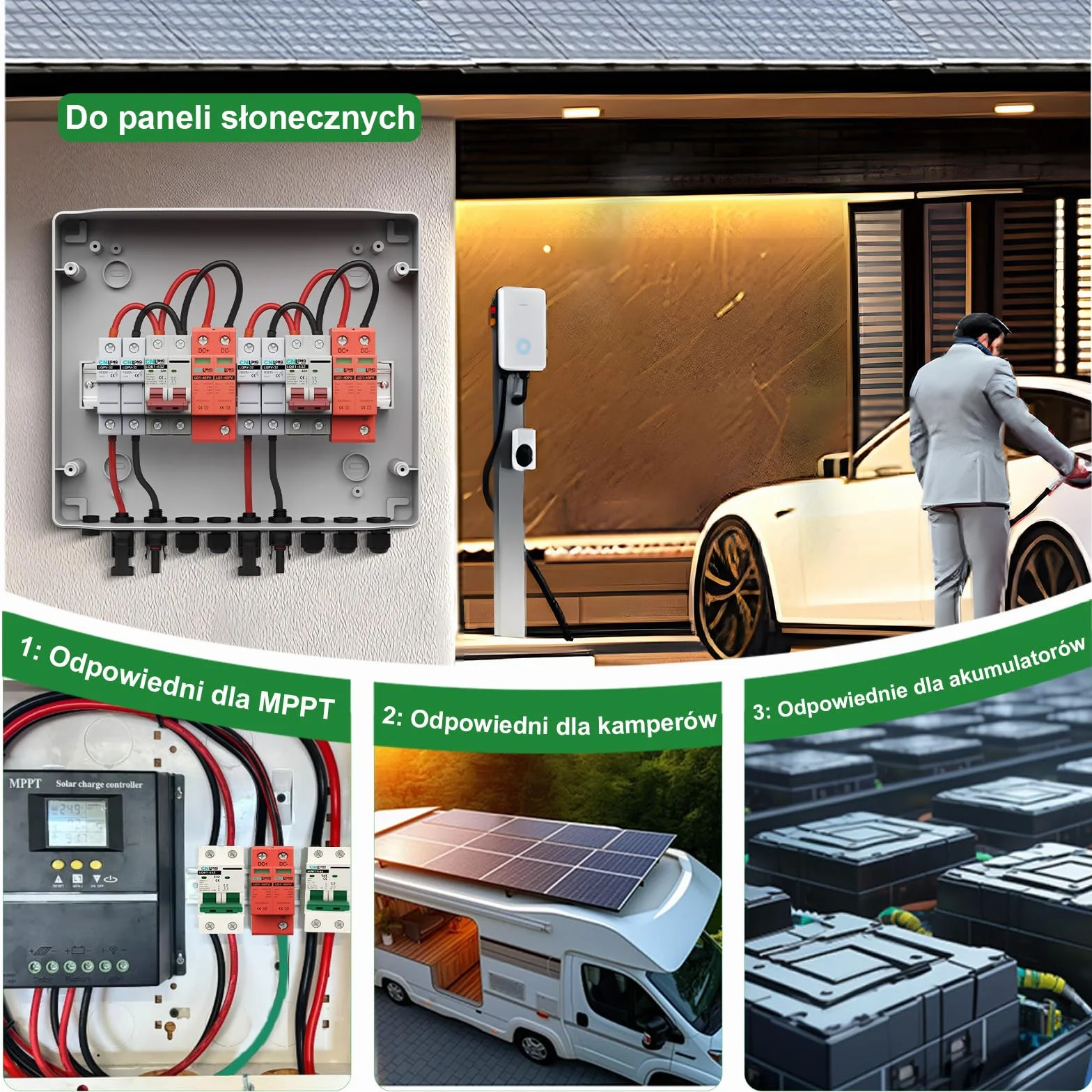 CNLonQ 2 Sztuki Solar Fotowoltaiczne urządzenie ochrony przeciwprzepięciowej Ogranicznik przepięć DC1000V 2P T2 20kA/40kA, montaż na szynie DIN 35mm