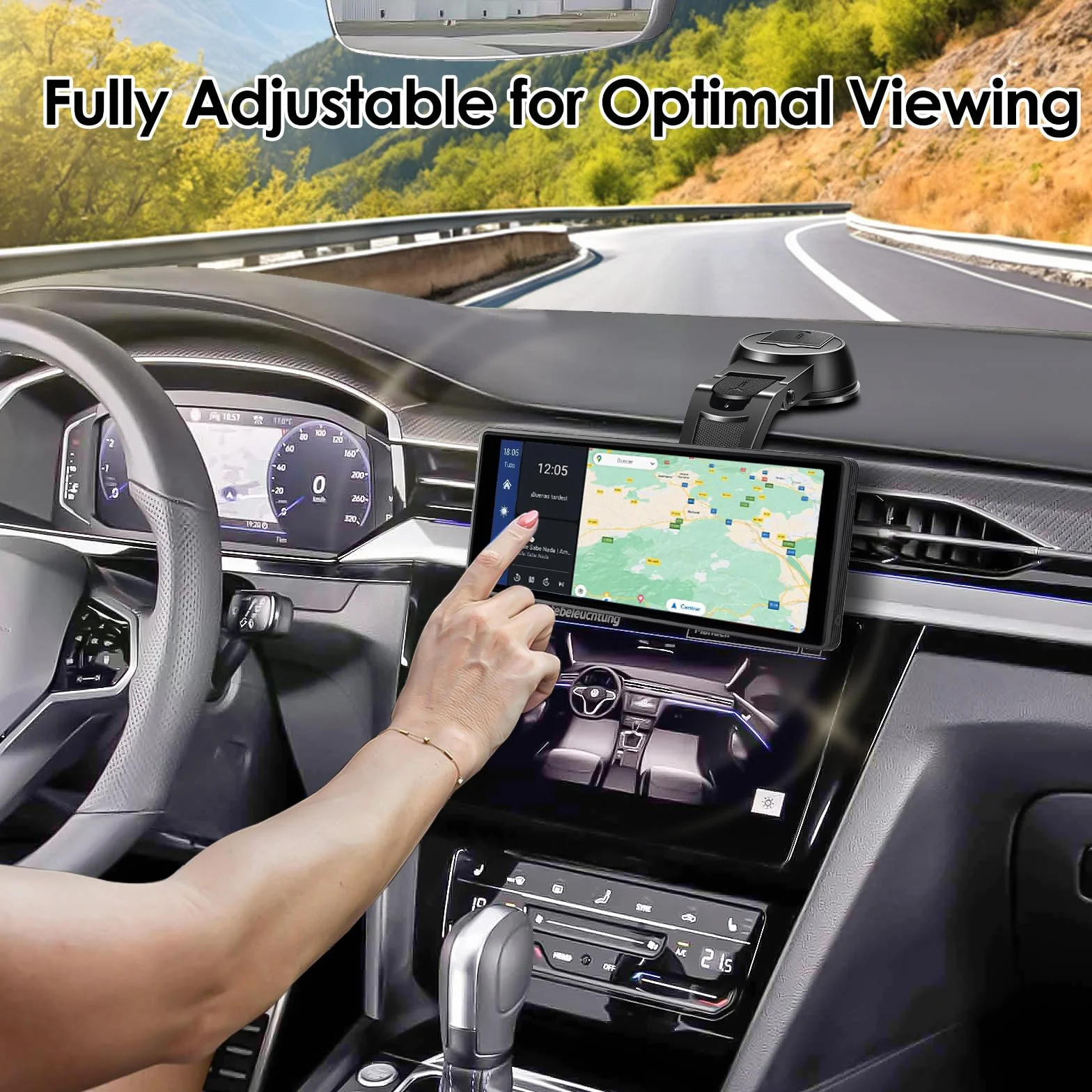 EEEKit Uchwyt samochodowy z przyssawką do ekranu CarPlay, obracany 360°, na deskę rozdzielczą, 17.8-25.4 cm