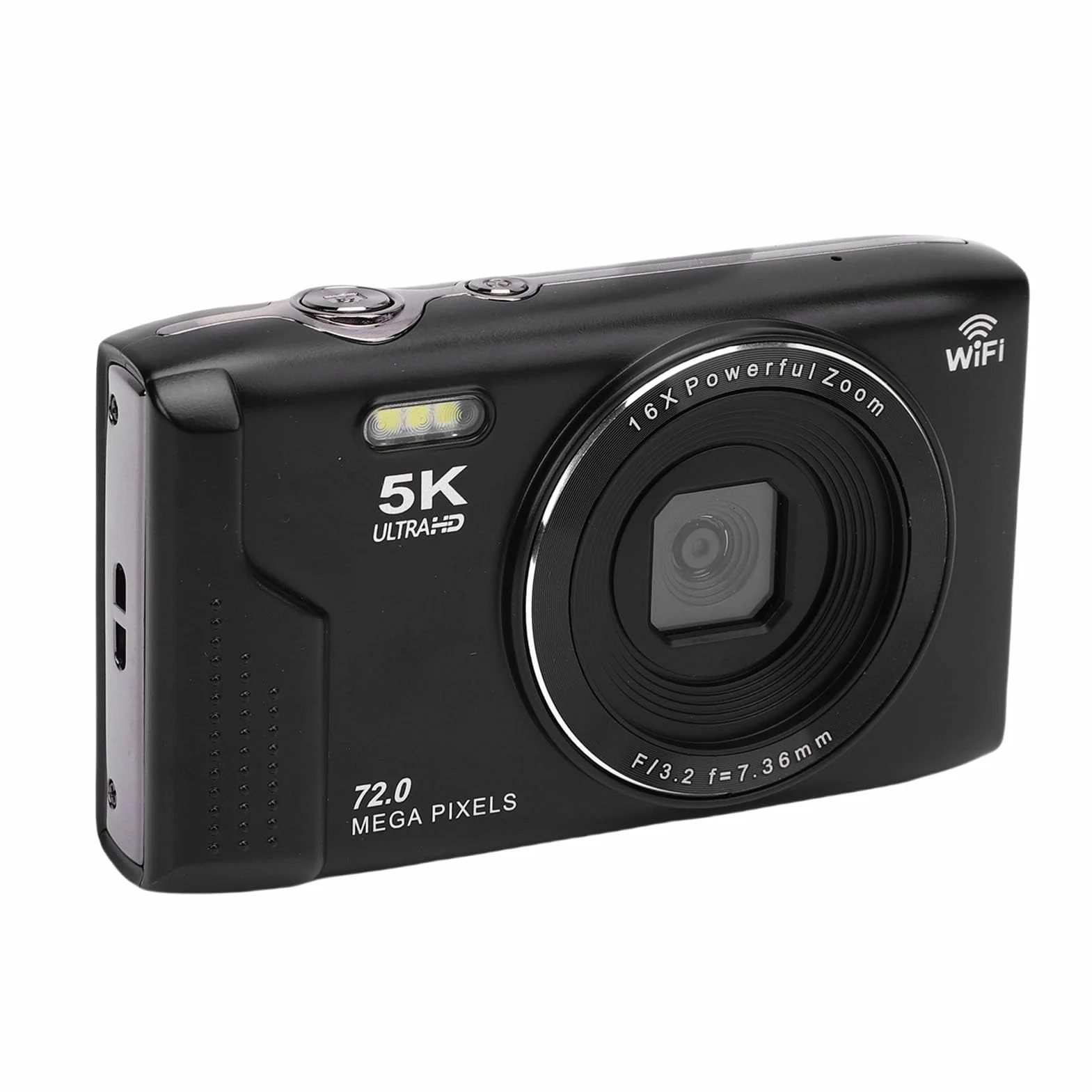 Dpofirs Kamera Cyfrowa 5K, 72 MP Aparaty Cyfrowe do Fotografii, 16 -krotnie Zoom z lampą błyskową, Ekran 2,8 Cala, Kompaktowy Przenośny Aparat z kartą 32 GB, do Vlogowania Podróżowania (32GB)