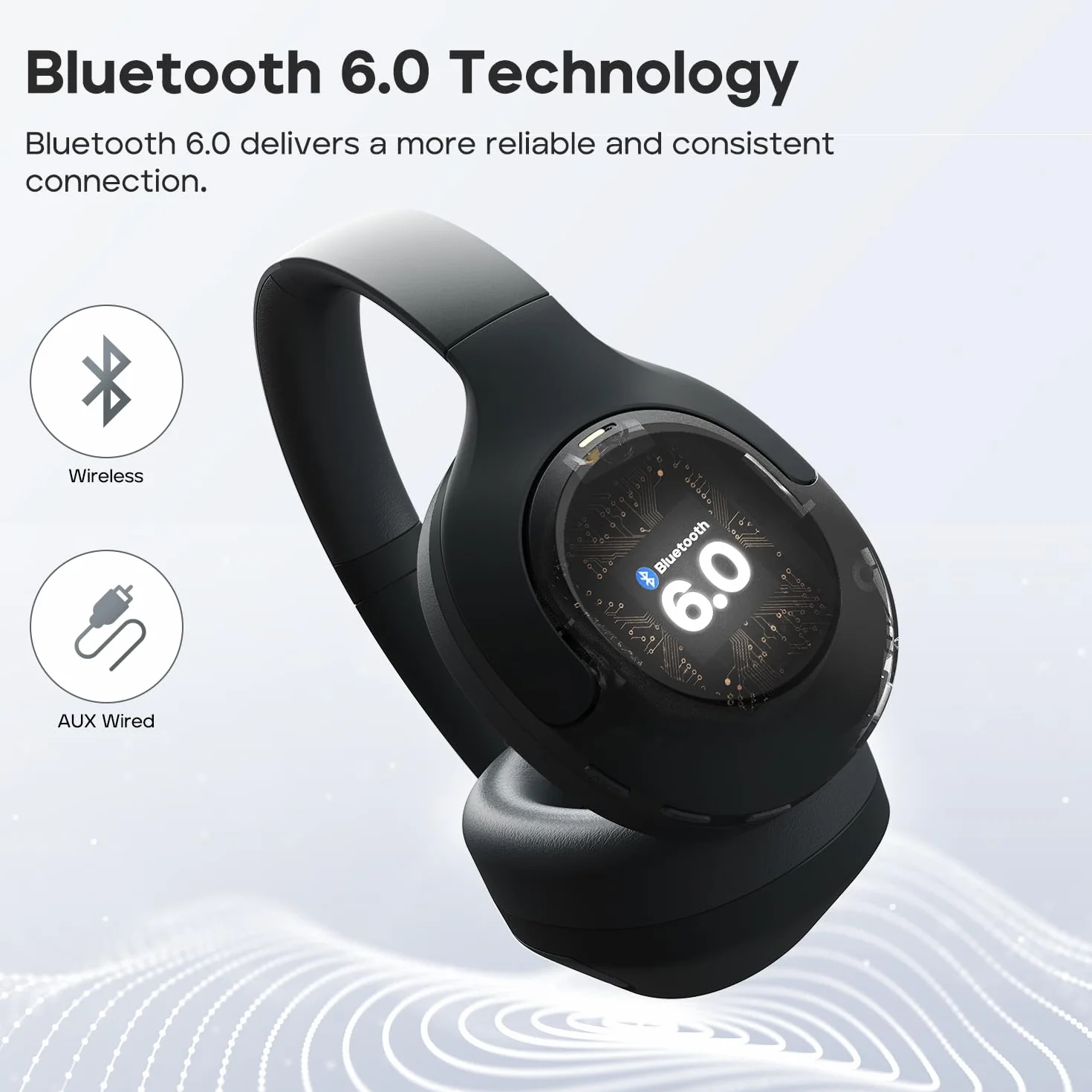 Tribit QuietPlus 81 bezprzewodowe słuchawki nauszne, czas odtwarzania 110 h, czarne | Redukcja szumów, Bluetooth 6.0, 6 trybów EQ za pomocą aplikacji, głęboki bas, składany, wygodny, lekki, gotowy do podróży