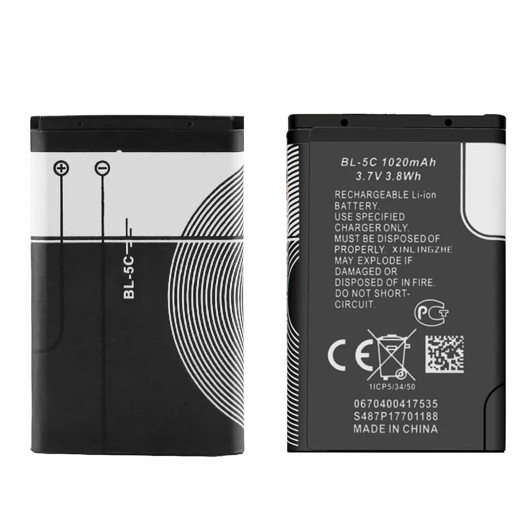 BL-5C akumulator, 1020 mAh litowo-jonowy akumulator zamienny do Nokia 1100 1600 2310 3100 3110 3120 5030 6030 6230 6270 6600 N70 i DIGITRADIO 1/2, TECHNIRADIO 6/RRDR,akumulator wielokrotnego ładowania