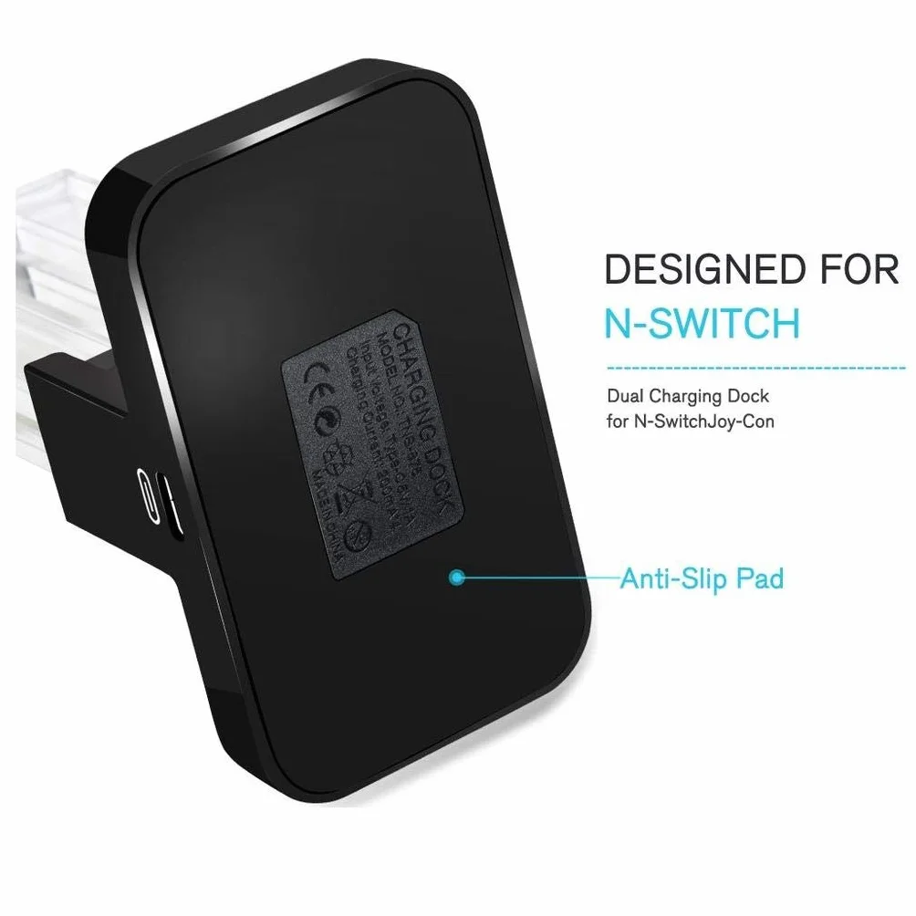 INF Stacja ładująca Nintendo Switch ze wskaźnikiem LED, ładowarka Joy-con 4 w 1 z kablem ładującym USB C, czarna