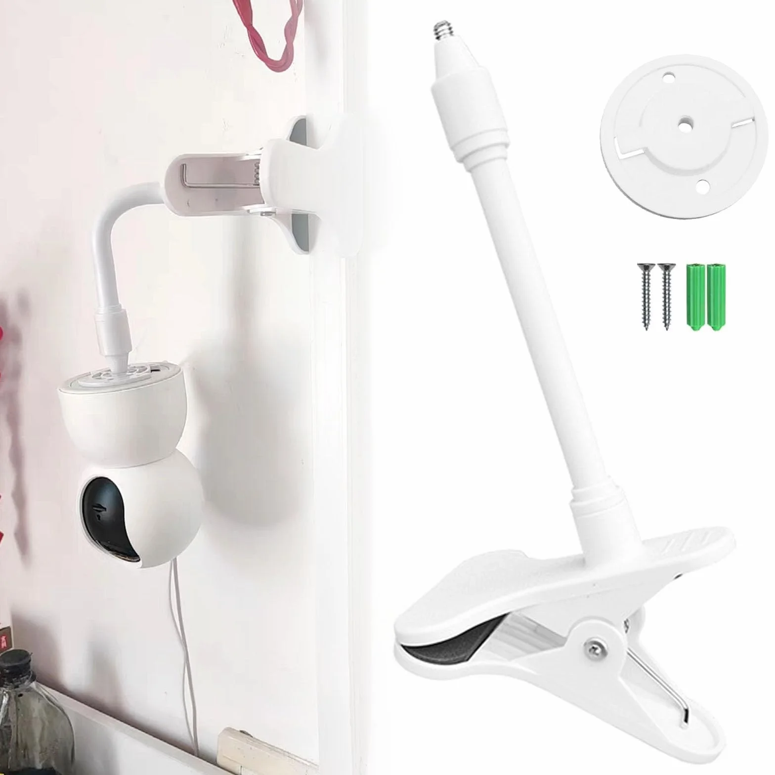 NIYATA Uchwyt do niani, uchwyt na kamerę do TP-Link Tapo C200/C210/C220/C201/C202/C211/C212/C222/C230 WLAN IP Kame, biały