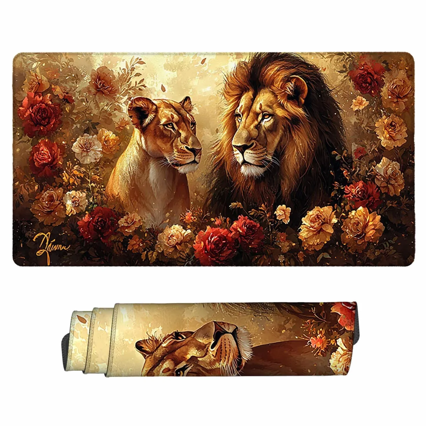 Podkładka pod mysz, podkładka pod mysz do gier dla par lew 1200 x 600 mm duża podkładka pod mysz biurkowa biurko, odpowiednia do notebooków i komputerów stacjonarnych akcesoriów biurkowych z-764