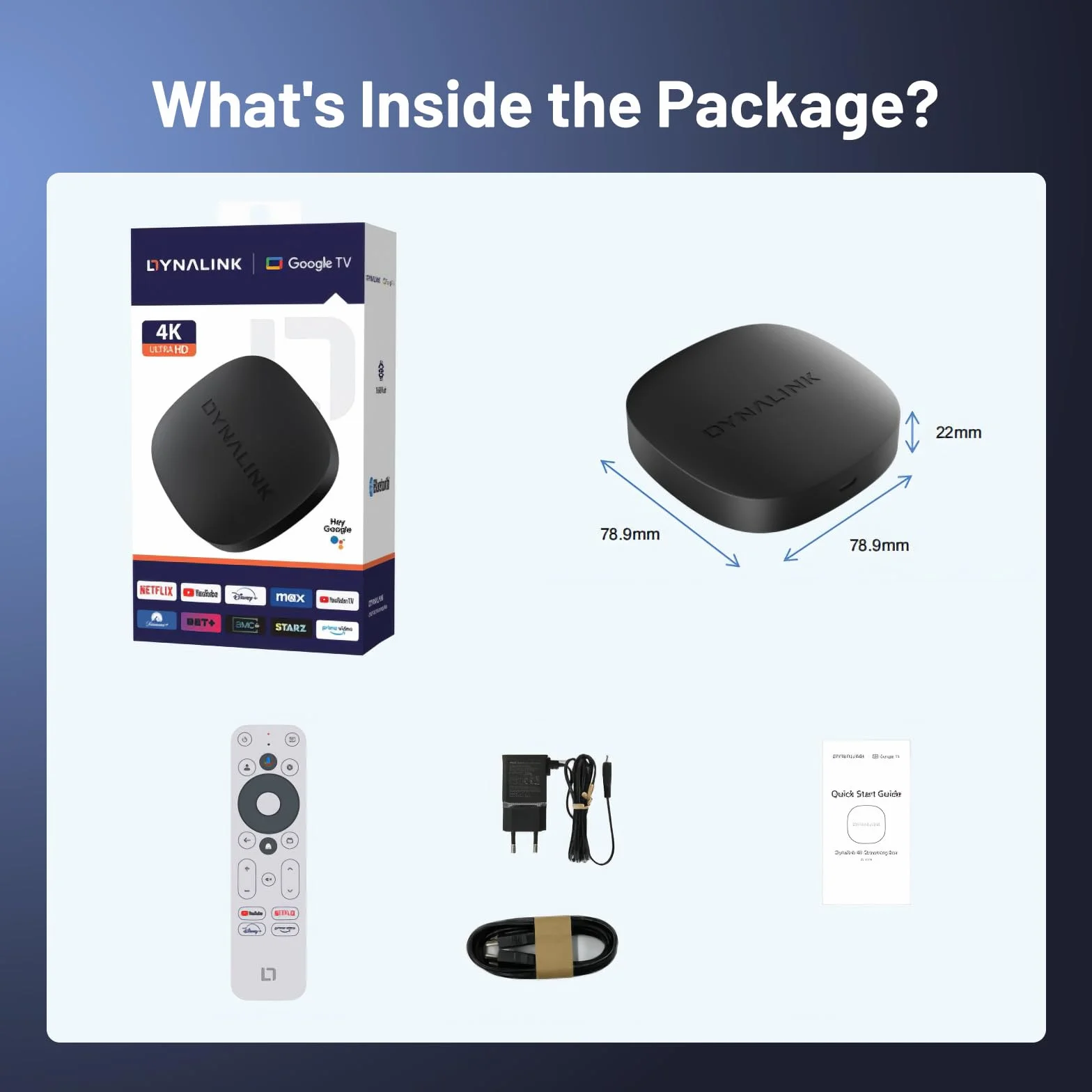Kinhank Google TV Box 4K UHD Smart TV Box obsługuje Google TV i Netflix 4K, Asystenta Google, Dolby Audio, Chrmecast, Android TV 12.0 OS, dwupasmowe WiFi, BT 5.0, dekodowanie AV1, 2GB 16GB, HDR 10+