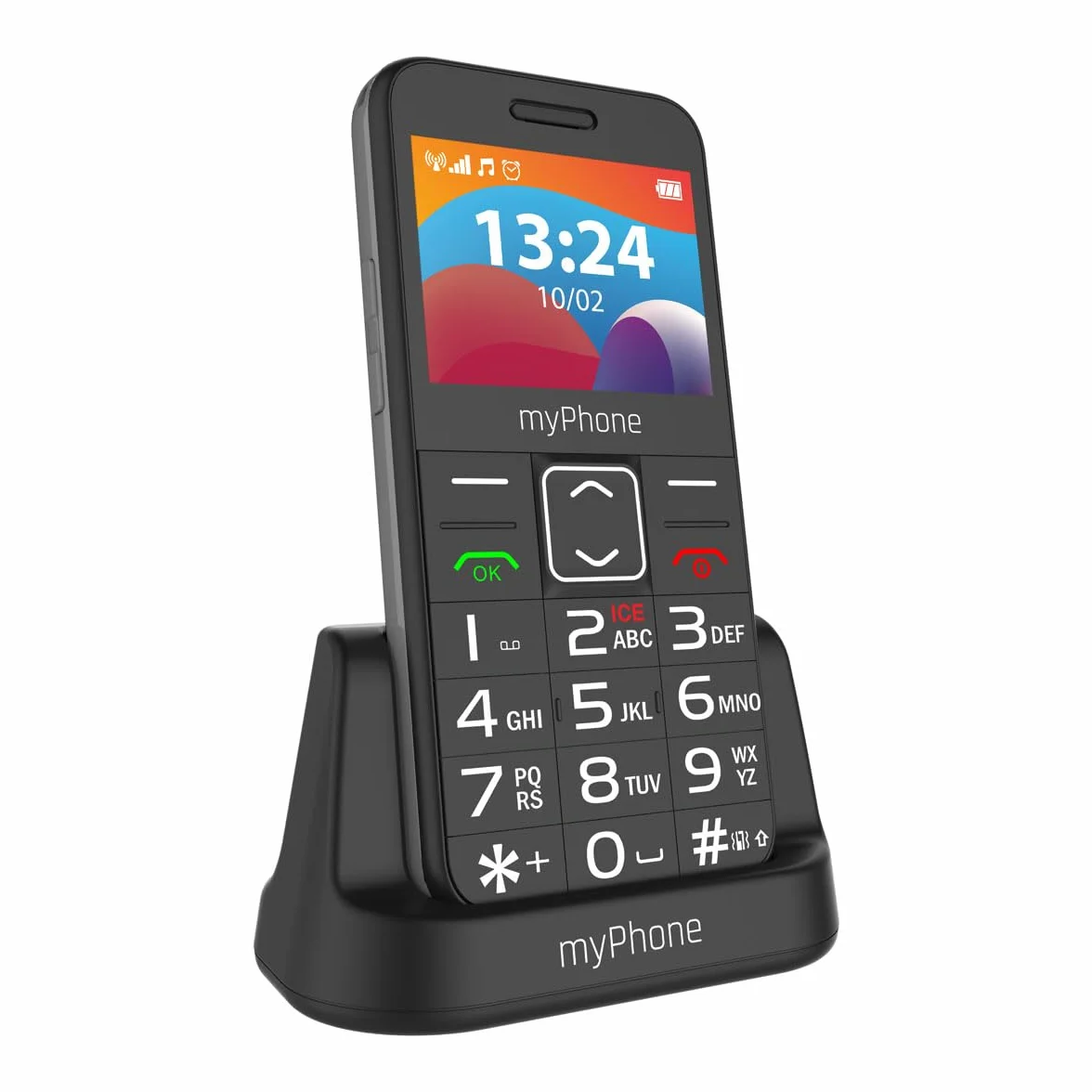 myPhone Halo 3 LTE telefon dla seniora ze stacją ładującą, 4G, przyciskiem SOS, duże przyciski, czytelny wyświetlacz i prosta Bedienung