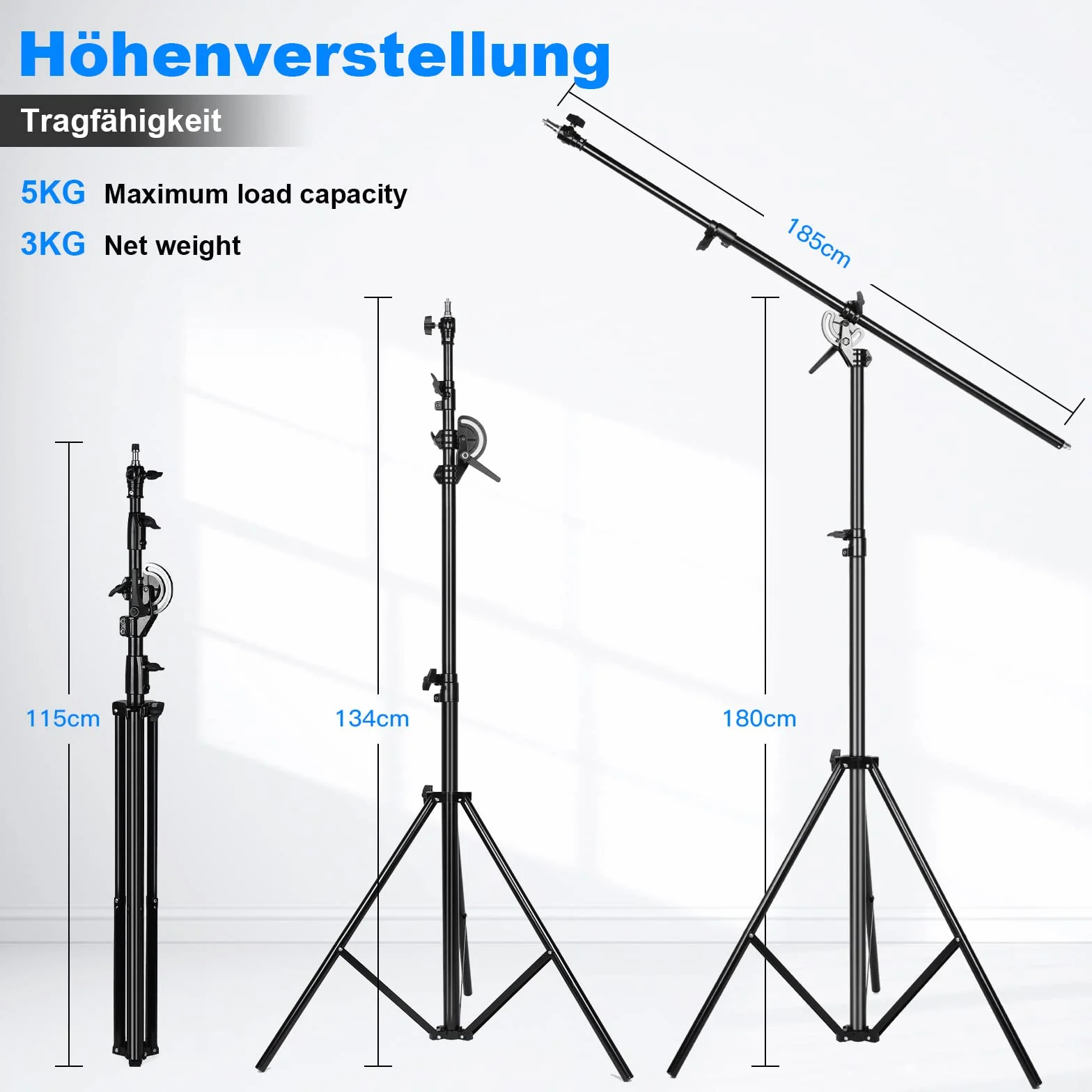 Soonpho 13,2 ft/400 cm, stabilny stojak na światło z 190 cm wysięgnikiem i piaskowym workiem, obrotowy statyw ze stopu aluminium do softboxa, fotografii
