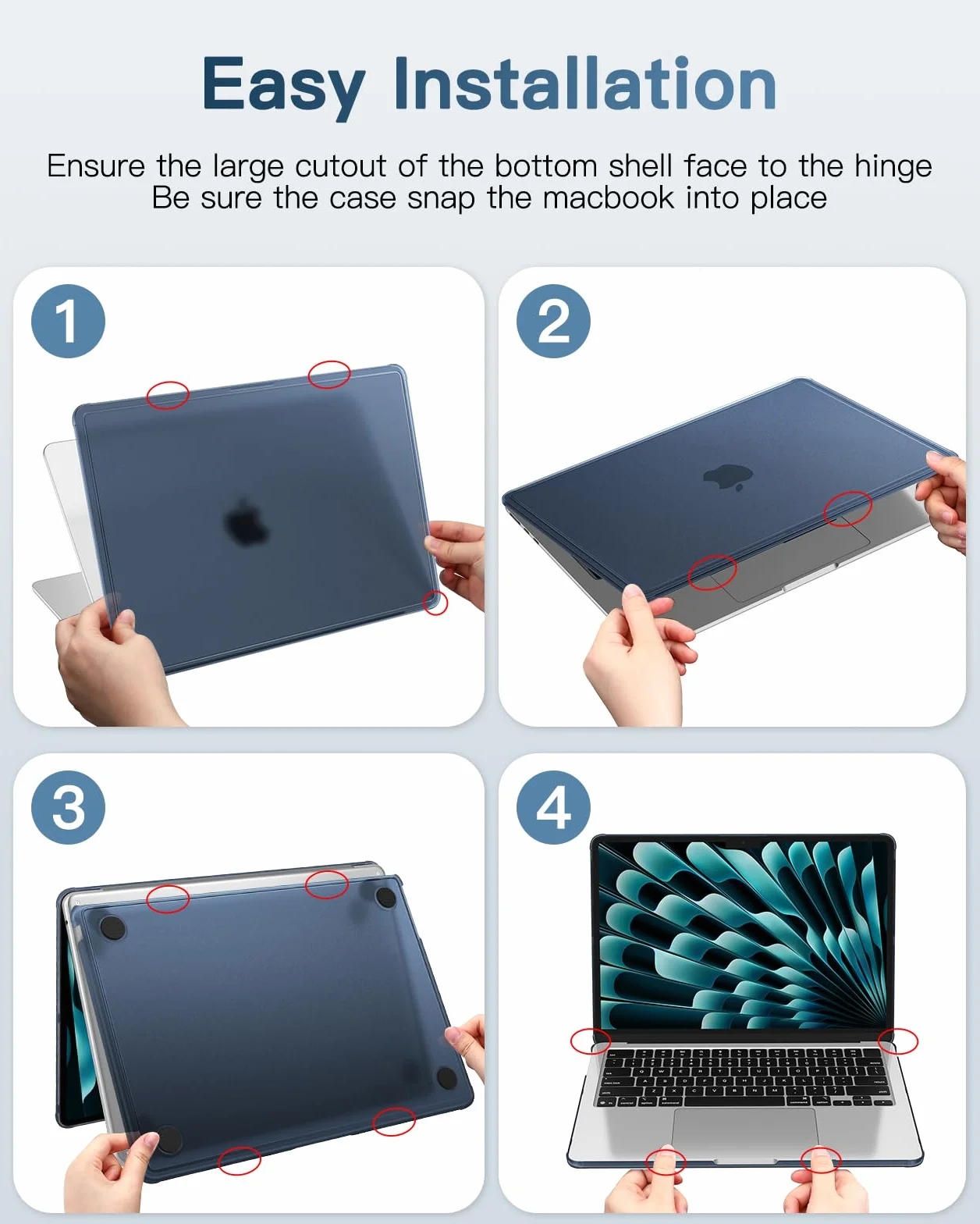 FINTIE Etui kompatybilne z MacBook Air 13,6 cala M5 M4 M3 M2 (A3449/A3240/A3113/A2681, 2026-2022) - wzmocnione krawędzie zapobiegające uderzeniom, twarda obudowa z mikro klipsami mocującymi, matowa