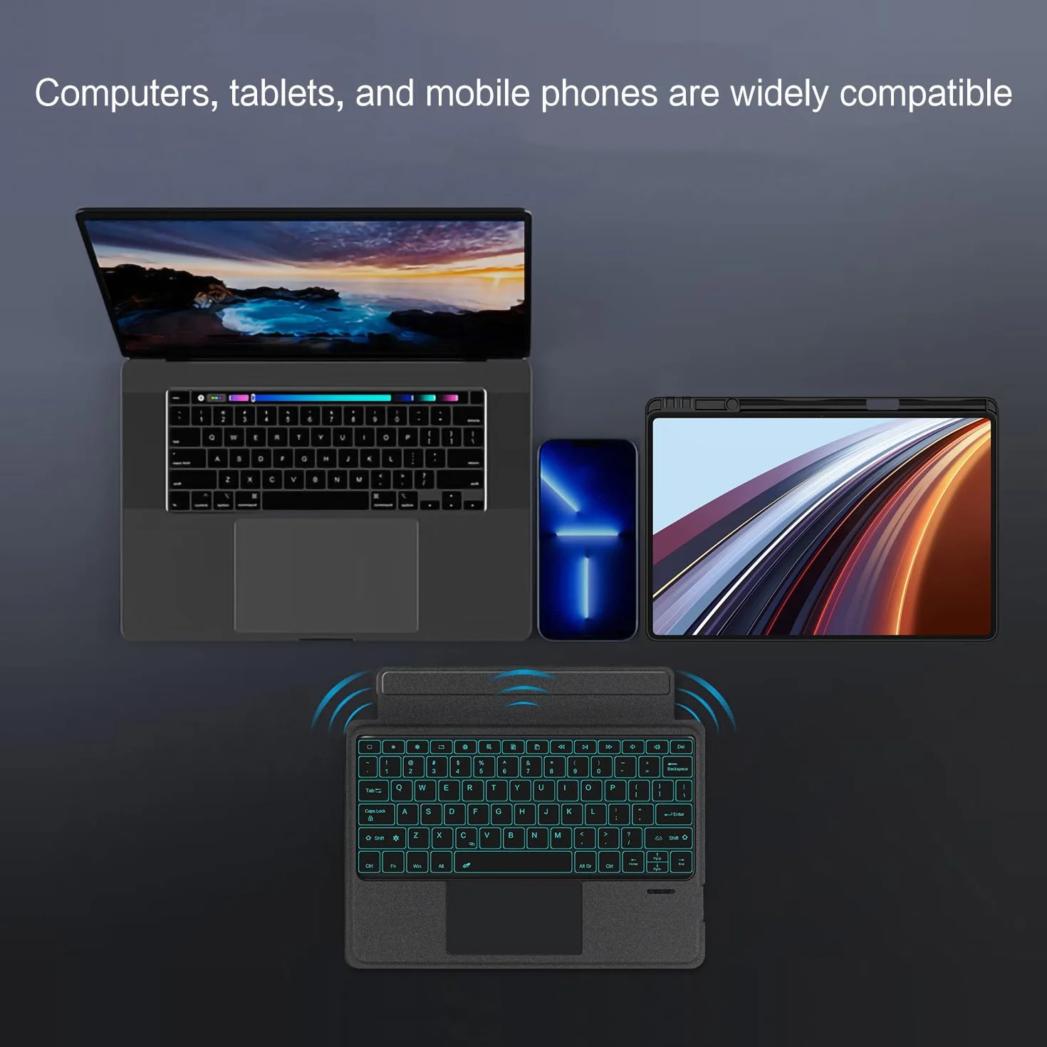 Etui z klawiaturą do Honor Pad X8 11 cali, Odłączana Podświetlenie Klawiatura Bezprzewodowa z Uchwytem Na Ołówek, Cienka Obudowa Folio z Myszą Bluetooth