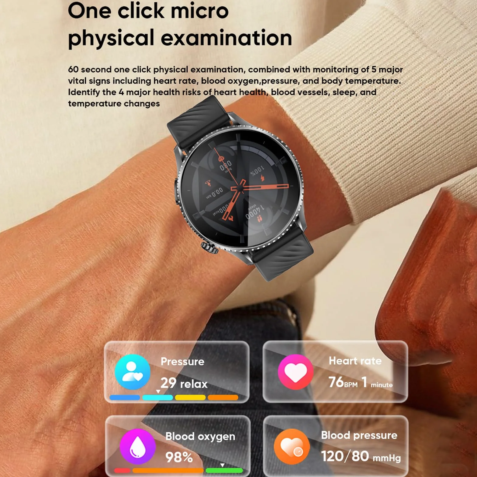 Garsent Smart Watch, Smartwatches for Men Women, 1,56 "HD Fitness Tracker (Odpowiedź/połączenia), 50+ Trybów Sportowych, Zegarek Fitness z Monitor Snu, Monitorowanie Temperatury, (BLACK)