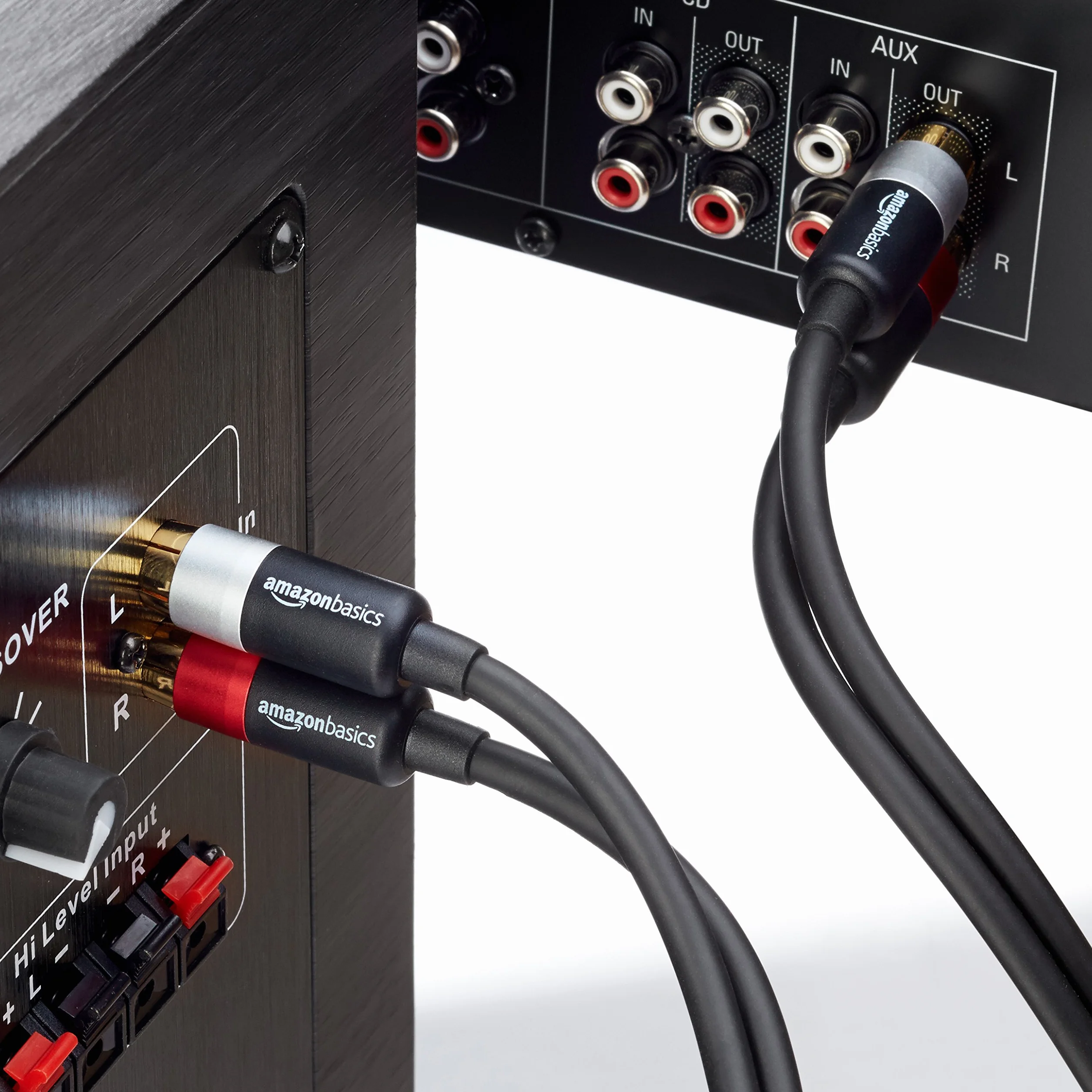 Amazon Basics Kabel audio 2 RCA 1,22 m pozłacane wtyczki czarny