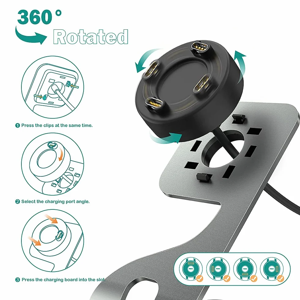 TUSITA Ładowarka Stacje Dokujące Kompatybilny z Garmin Fenix 7 7S 7X 6 6S 6X Pro 5S 5X Plus,Epix 2,Forerunner 945 45S 245,Instinct,Vivoactive 3 4S,Charging Dock for Vivomove 3S,Venu 2 Sq,Approach S60
