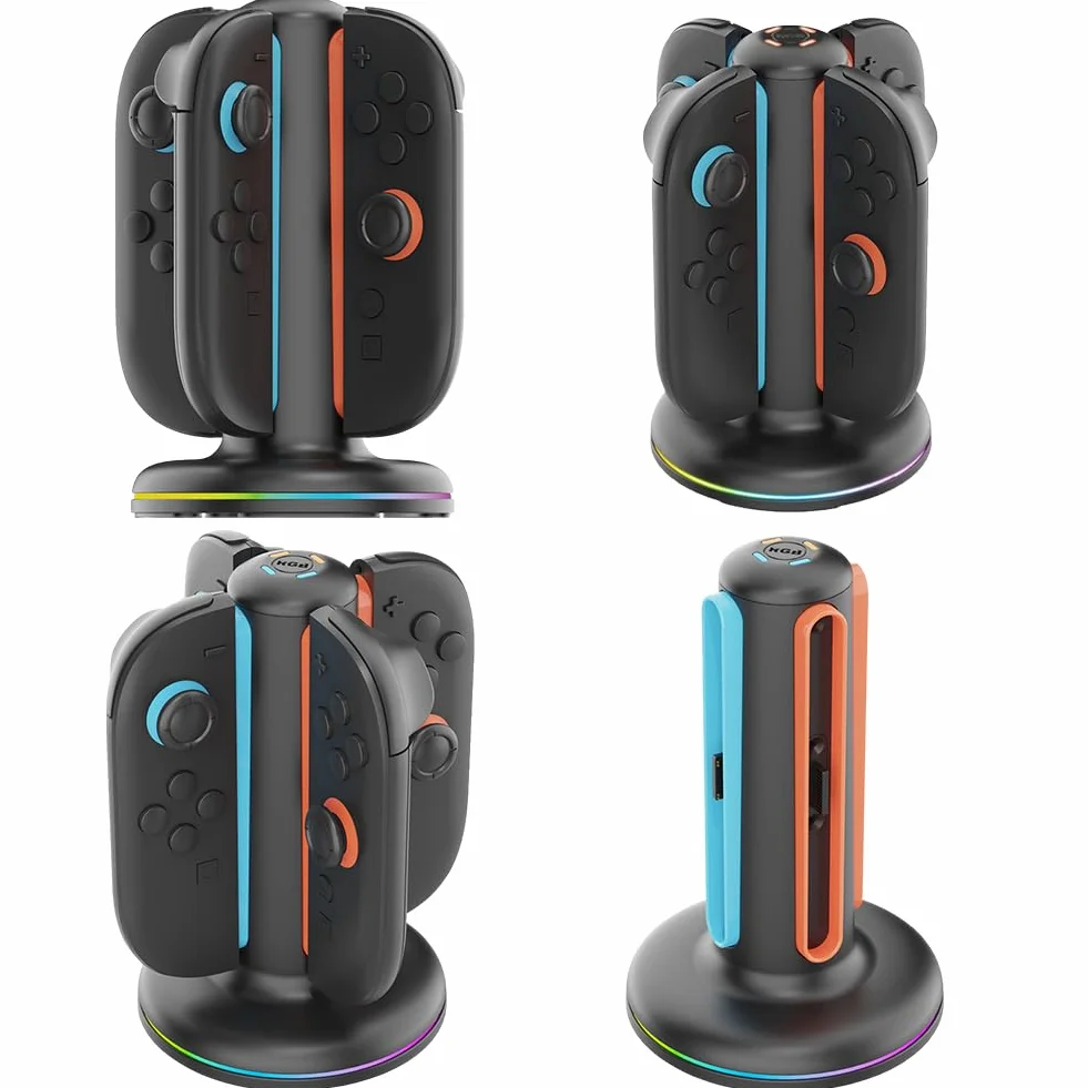 Ładowarka 4 w 1 do przełącznika Magnetyczna stacja dokująca z uchwytem LED Joy-Con i akcesoriami