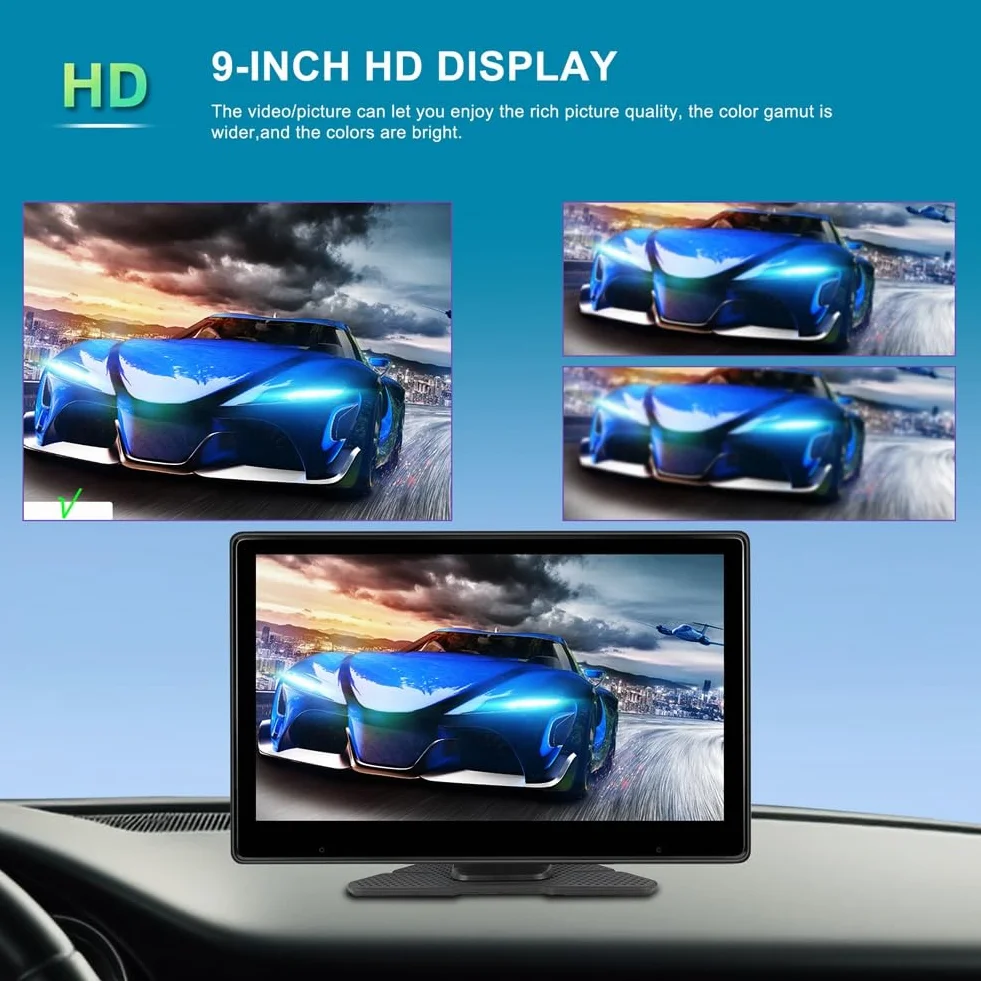 Ekran dotykowy 10,1, bezprzewodowy Carplay i Android Auto, akcesoria zamienne, przenośny samochodowy odtwarzacz multimedialny, kamera 4K DVR z kamerą