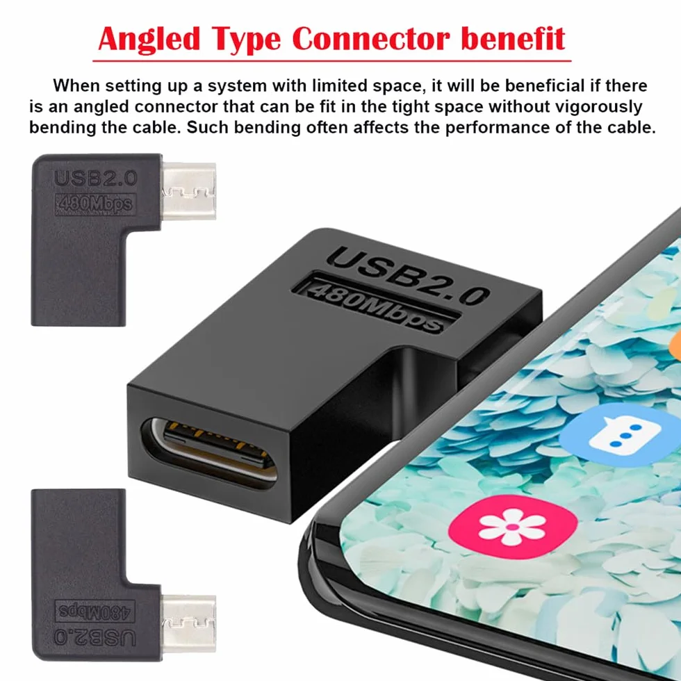 4 szt./partia USB-C USB2.0 typ C żeński na micro USB męski zasilacz do transmisji danych 90/360 stopni typ kątowy