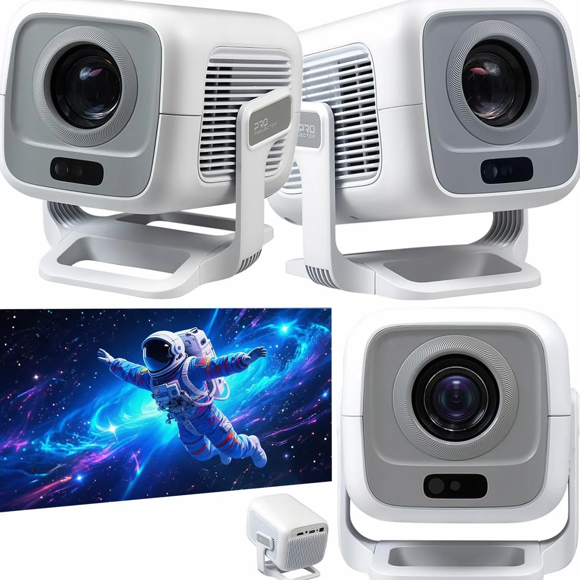 CIRON TP300 Projektor Multimedialny Android 11 WiFi 6 Bluetooth 5.2 450 ANSI LED Full HD 1080P 4K Support Auto Focus Keystone Kino Domowe Smart Projektor HDMI USB Rzutnik do Domu Szkoły Pracy