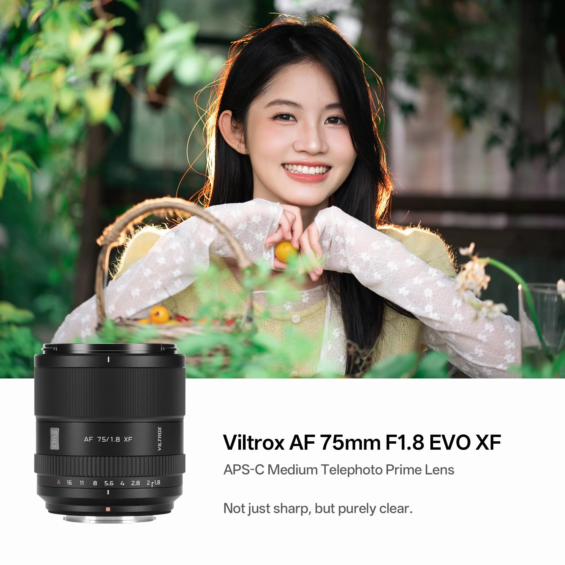 VILTROX Obiektyw 75 mm f/1.8 EVO XF, AF 75 mm F1.8 duża przysłona autofokus APS-C Prime obiektyw kompatybilny z aparatami bezlusterkowymi Fuji X-A7 X-E3 X-H1 X-M1 X-PRO2 X-T2 X-T5 X-T50 X-S20 X-H2S