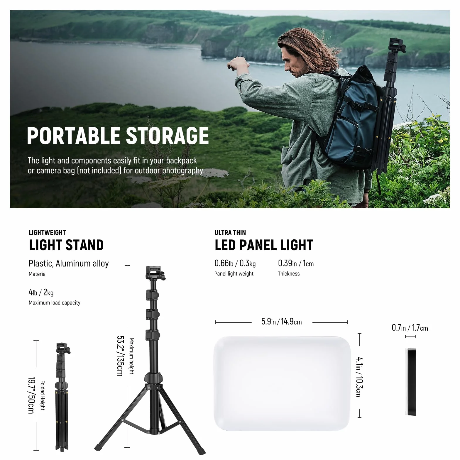 NEEWER Basics Zestaw oświetlenia studyjnego, 2 zestawy dwukolorowych lamp LED ze statywami i filtrami, zmienna intensywność, przenośna, 3200K-5600K, IRC95, 750lux, do fotografii, nagrywania, BP66