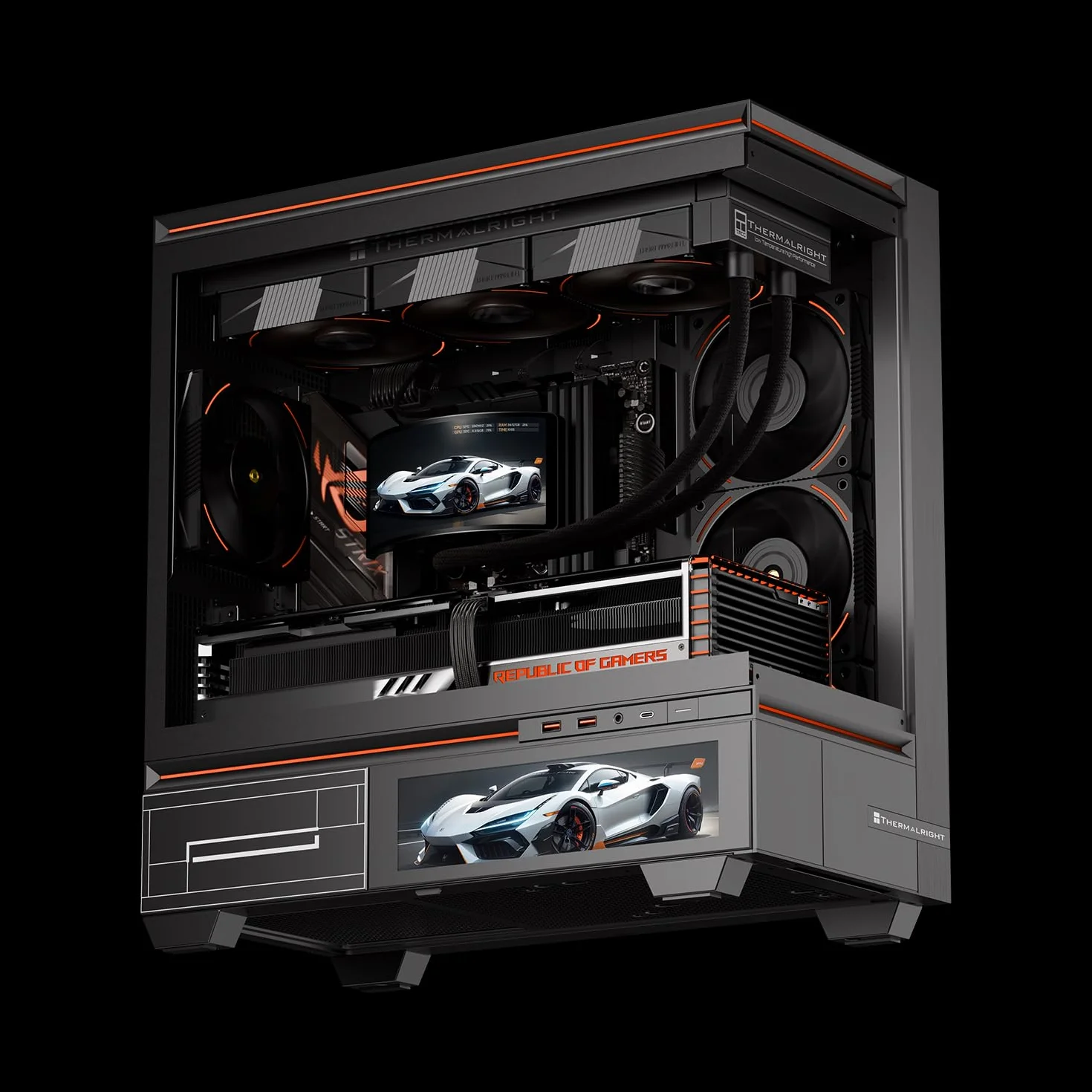 Thermalright Rainbow Vision 360 TURBO ARGB Black chłodnica cieczy CPU, do AM5 / Intel LGA1851 / 1700, 6,67-calowy zakrzywiony ekran magnetyczny przyssawka o rozdzielczości 2400 x 1080