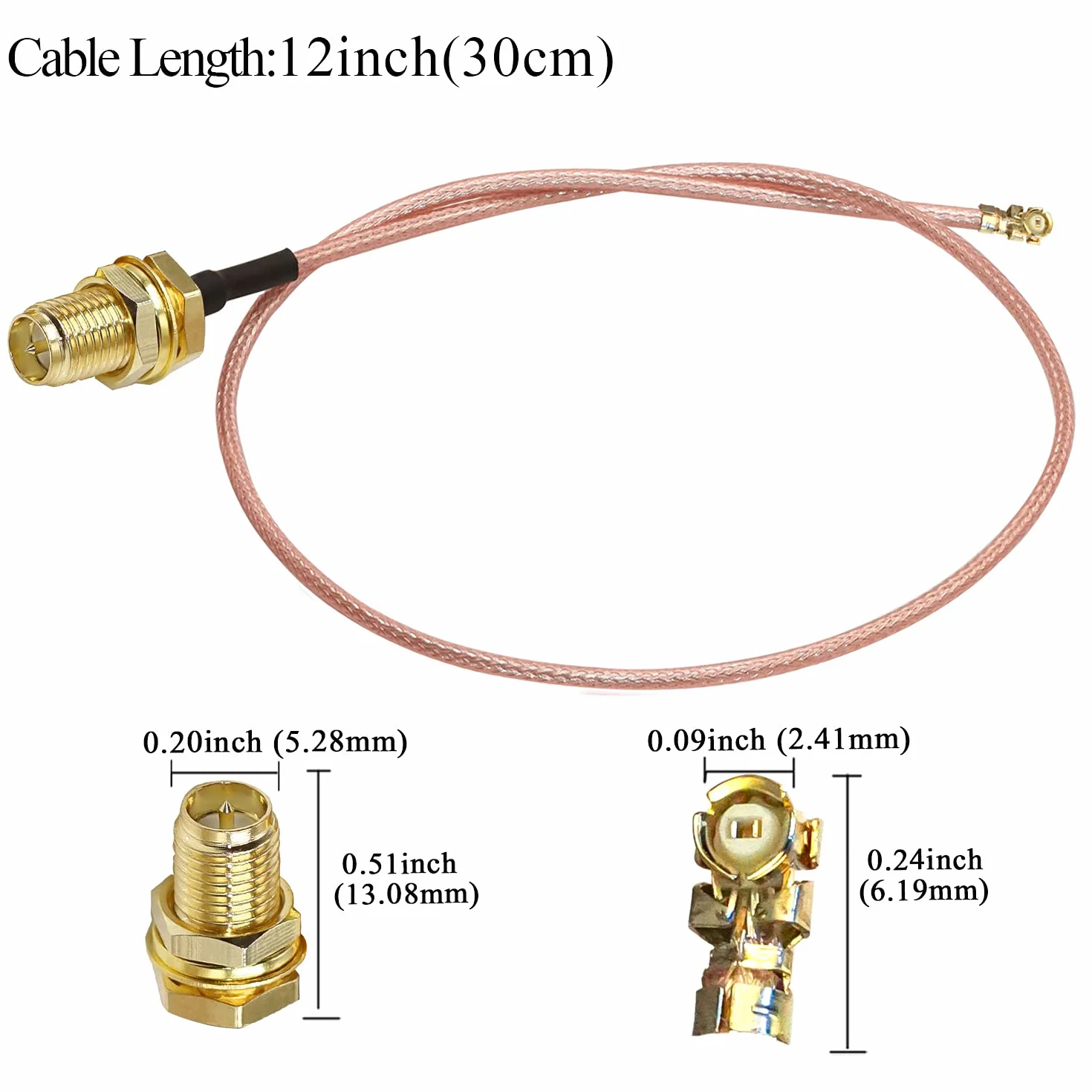 TUOLNK Kabel koncentryczny RP-SMA do IPX UFL U.FL MHF1 do RPSMA Gniazdo Pigtail kabel koncentryczny o niskiej stratności do routera WiFi, mini PCI, kabel anteny przedłużającej 12 cali (30 cm), 5 sztuk
