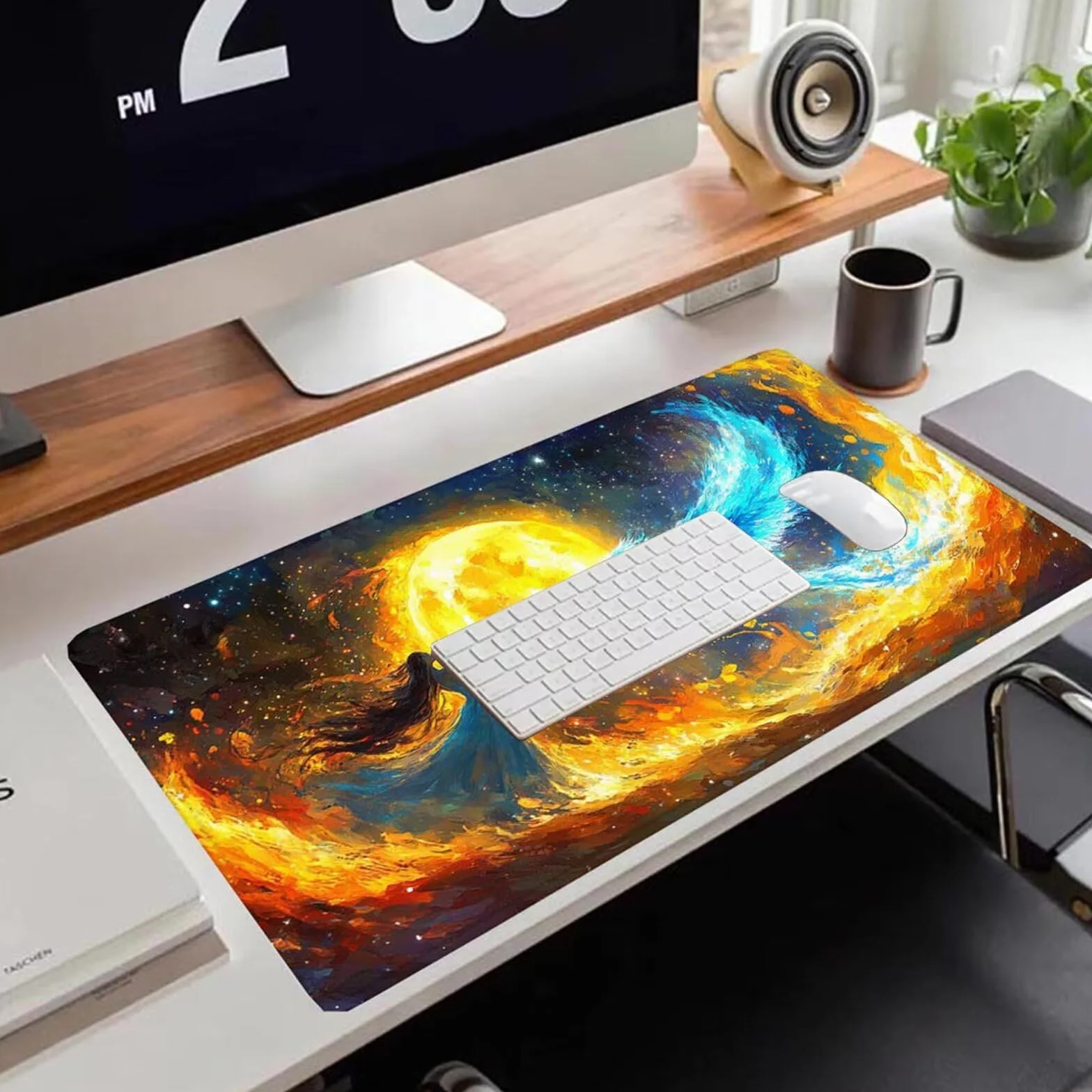 Gamingowa podkładka pod mysz 1200 x 600 x 3 mm, XXL, wodoszczelna, odporna na ścieranie, z przyszytymi krawędziami, podkładka na biurko, poprawia prędkość i precyzję pod laptopa, komputera, wzór