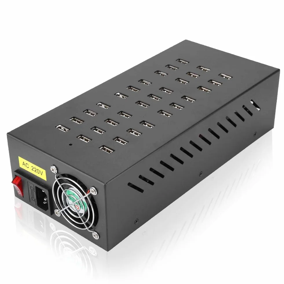 Bewinner 30-portowa stacja ładująca z koncentratorem USB wysokowydajna stacja szybkiego ładowania Stacja ładująca z koncentratorem USB do telefonów komórkowych/tabletów (100-240 V) (UE)