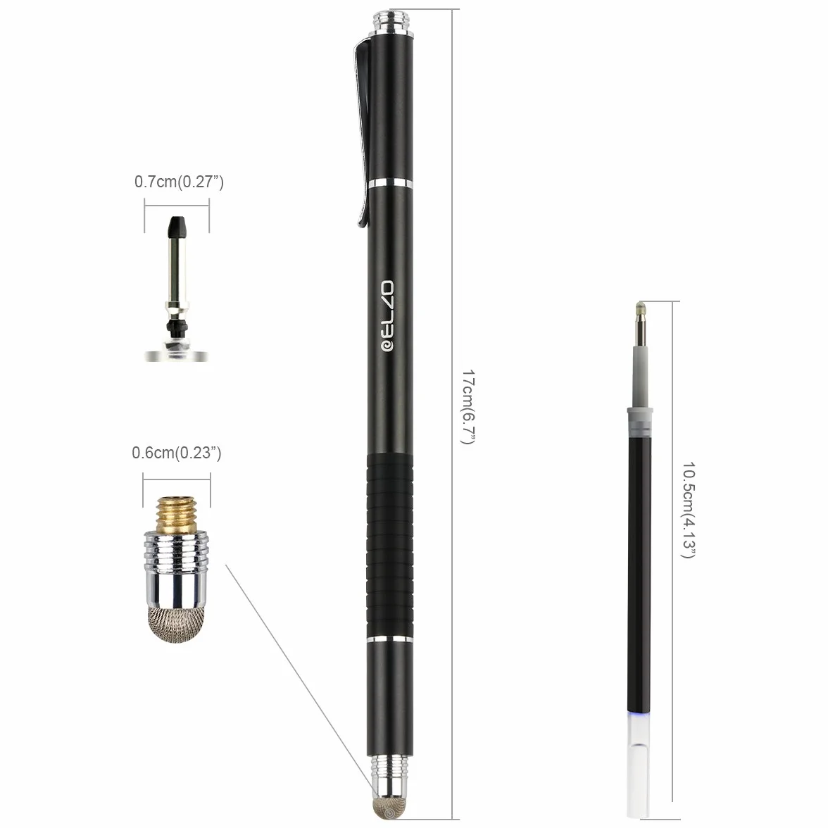 ELZO Rysik do tabletu, 2 sztuki, 3 w 1, do wszystkich telefonów komórkowych/tabletów, iPhone, iPad, Samsung Galaxy, Surface, Lenovo, Huawei, Xiaomi, Chromebook, Android iOS itp