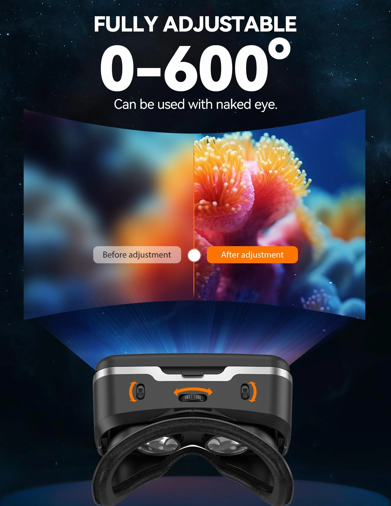 TECKNET Okulary VR do telefonów komórkowych, okulary 3D Virtual Reality z HD 110° FOV, ochrona przed niebieskim światłem i regulowanymi biegami, wygodne szkło VR do iPhone'ów, smartfonów Samsung i
