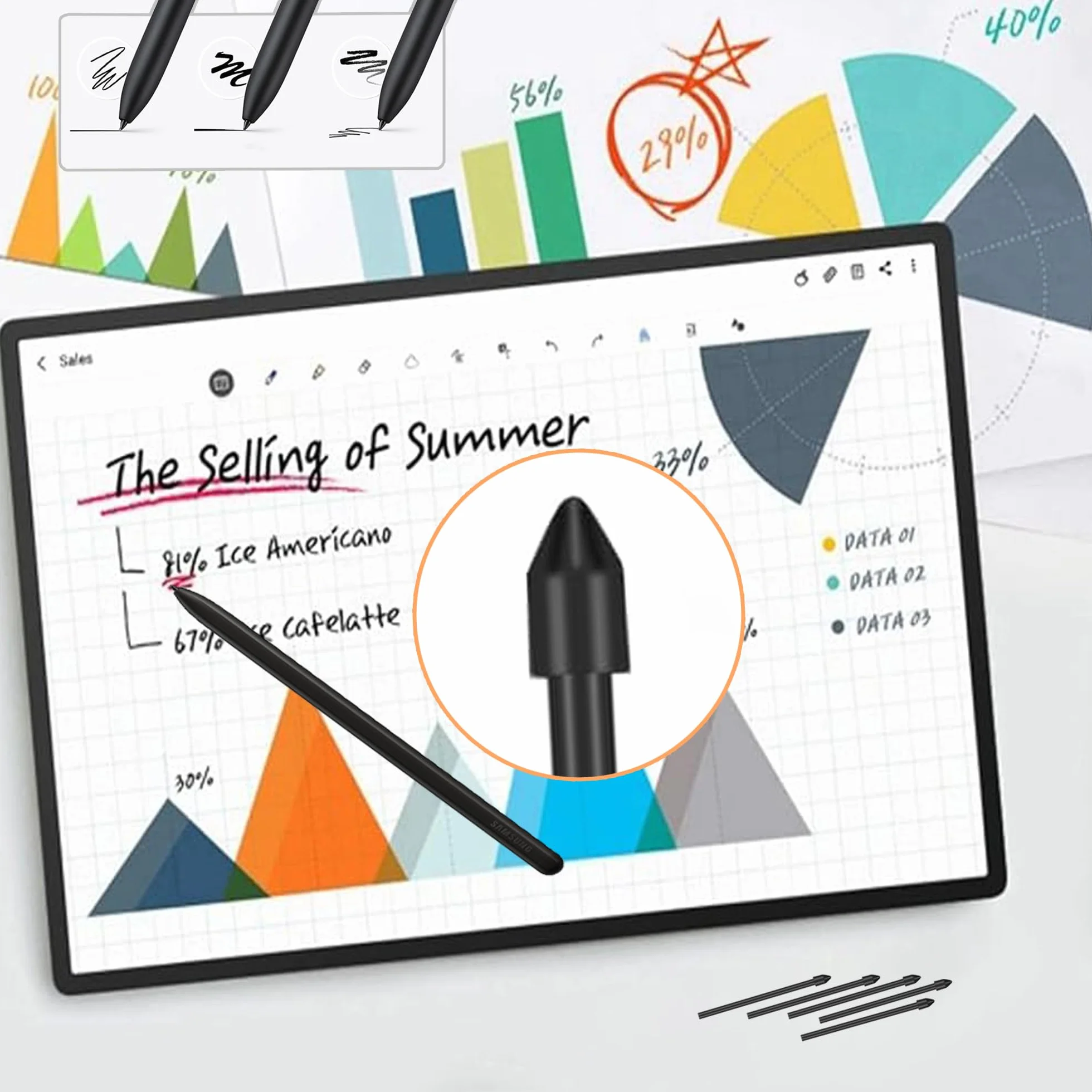 [10 sztuk] wymienne końcówki do Samsung S Pen Galaxy Tab S9/S9 FE/S9+/S9 FE+/S9 Plus/S9 FE Plus/S9 Ultra/S10 Lite/S10 FE/S10 FE+ Plus/S10+ Plus/S10 Ultra/S6 Lite, czarne