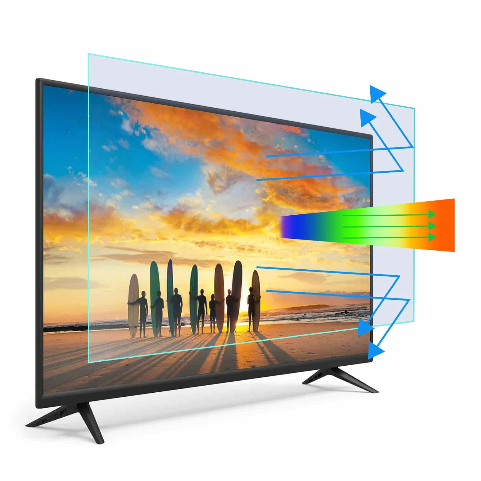 65-calowy telewizor blokujący niebieskie światło Panel ochronny ekranu monitora Wewnątrz i na zewnątrz Matowa folia odporna na promieniowanie UV Folia przeciwodblaskowa, łagodzi zmęczenie oczu i pomag