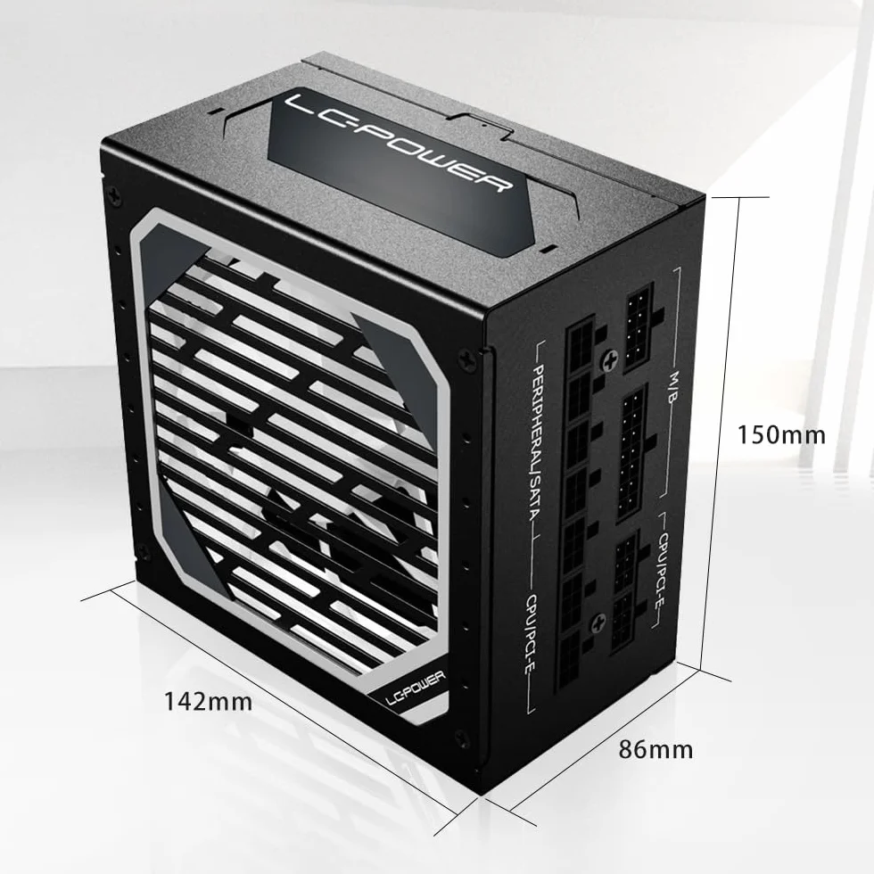 LC-POWER 1000 W PC zasilacze sieciowe Super Silent Modular seria w pełni modułowe zarządzanie kablami 80Plus Gold, LC1000M