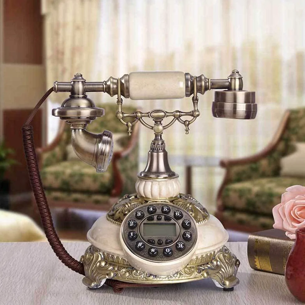 Telefon stacjonarny retro, europejski telefon antyczny, telefon retro vintage, telefony klasyczne, telefon stacjonarny na biurko z wyświetlaczem identyfikatora dzwoniącego w czasie rzeczywistym, deko