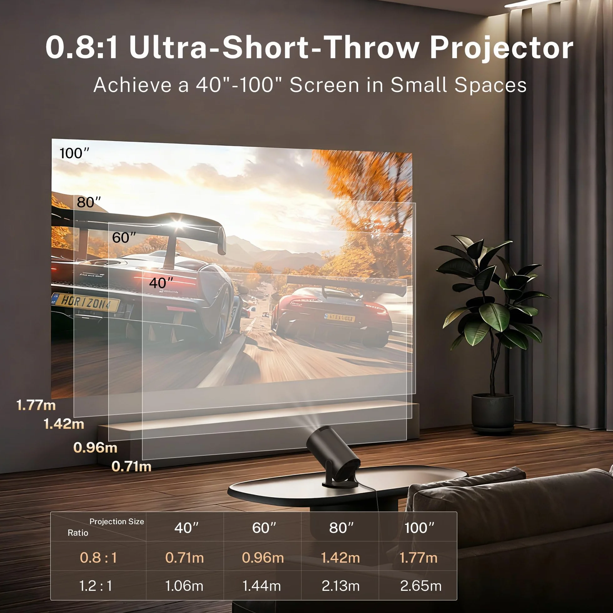 Mini projektor ze zintegrowanym WiFi i Bluetooth, Android 14, 1080P 4K, przenośny projektor z obrotem 180°, wersja HY300pro+ do użytku domowego i zewnętrznego LYNCAST X1
