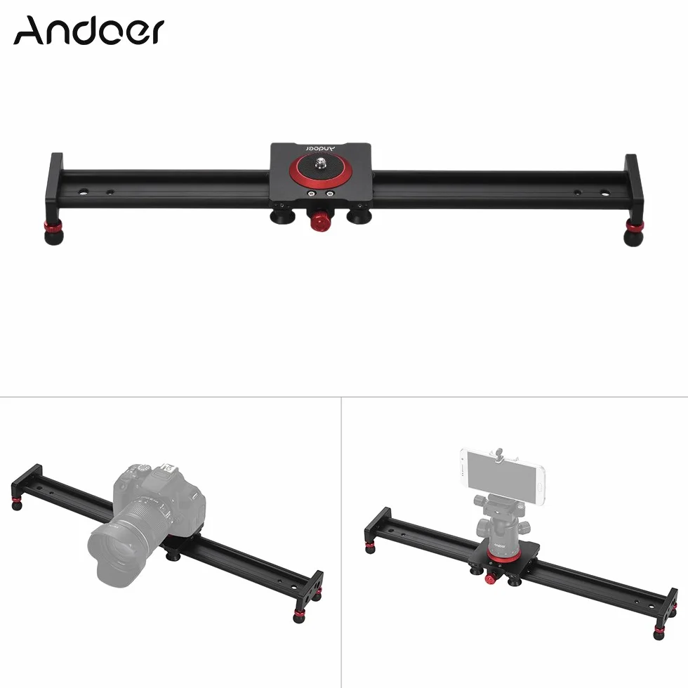 Andoer Zmotoryzowana kamera Slider 50 cm – Dolly Rail ze stopu aluminium do lustrzanek cyfrowych i aparatów slotowych – suwak do fotografii wideo o nośności 11 lbs