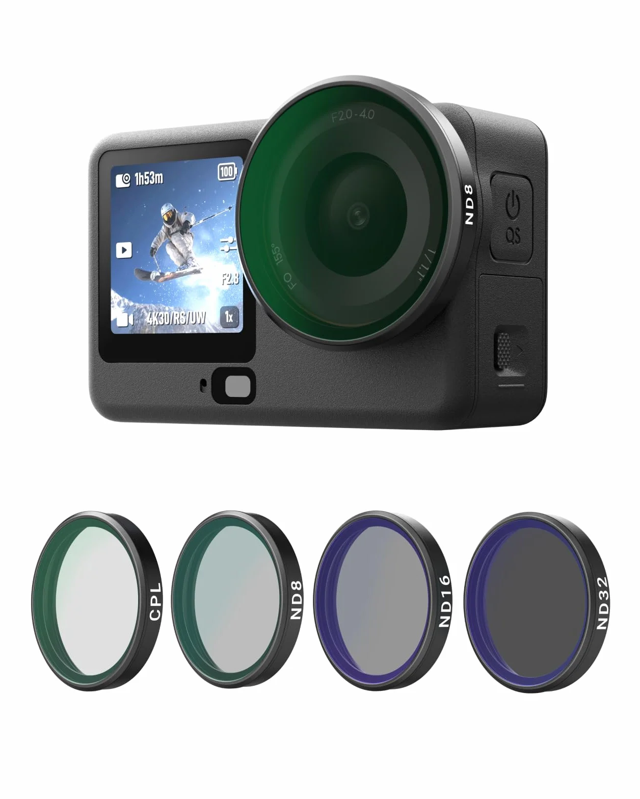 TELESIN CPL ND zestaw filtrów do DJI Osmo Action 6 – 4-pak ND8 ND16 ND32 filtr polaryzacyjny, szybkomocowany filtr neutralnej gęstości, szkło optyczne HD wielowarstwowo powlekane, akcesoria Creator