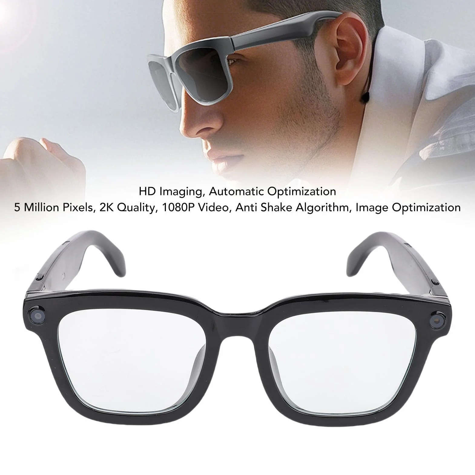 Tosuny Okulary Kamery HD 1080p, Inteligentne Okulary Tłumaczy AI, Okulary Przeciwsłoneczne Audio Bluetooth z kamerą, Niebieskie światło Blokujące Soczewki i Nagrywanie Wideo HD, do