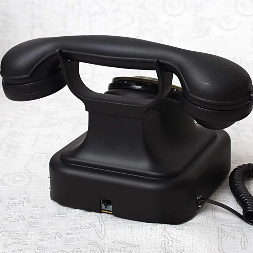 Telefon retro, telefon z tarczą obrotową Retro staroświecki metalowy dzwonek, funkcja telefonu przewodowego do domu i wystroju wnętrz klasyczna czerń