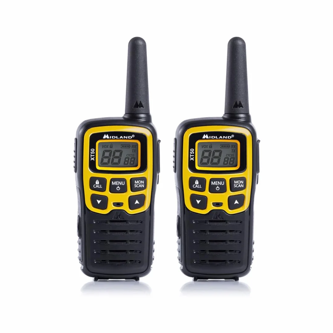 Midland XT50 Adventure PMR-Walkie Talkies zestaw walizek, 2 x wydajne radiotelefony dla dzieci i dorosłych, z wyświetlaczem LCD i gniazdem micro USB
