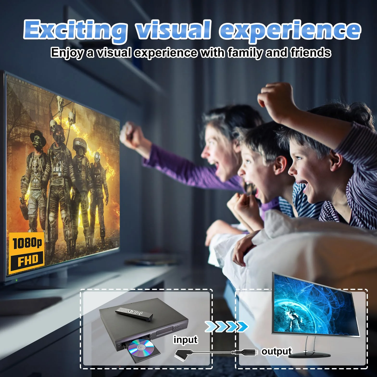 Sporgo Konwerter SCART na HDMI Adapter All in One z Kablem 1080p/720p