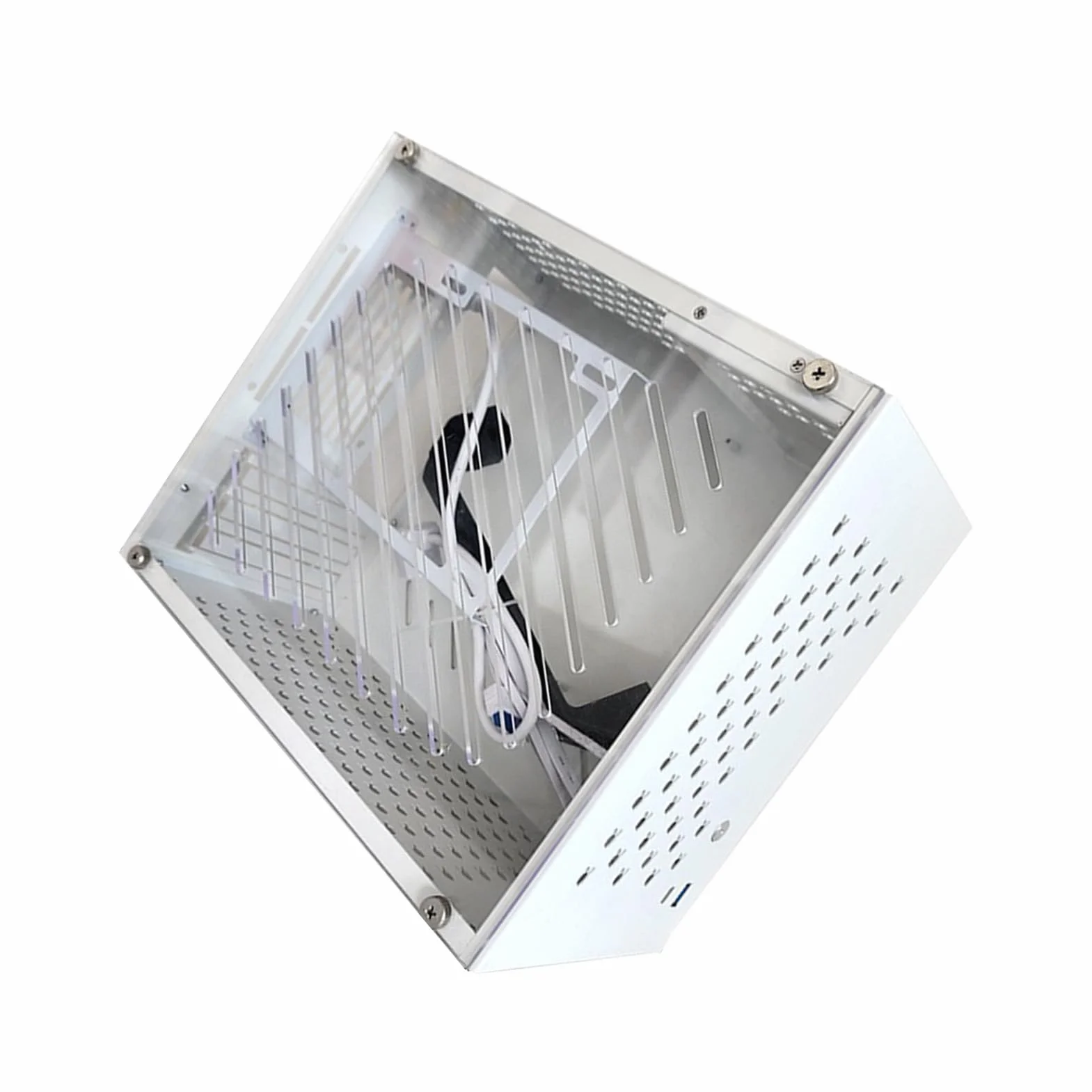 Asixxsix Obudowa Komputera ITX w Małej Obudowie, Przezroczysty Panel Boczny MATX/ITX, Obsługuje płytę główną 190 X 220 Mm i 170 X 170 Mm, Procesor Graficzny do 280, 3 Gniazda PCI, Zasilacz ATX do