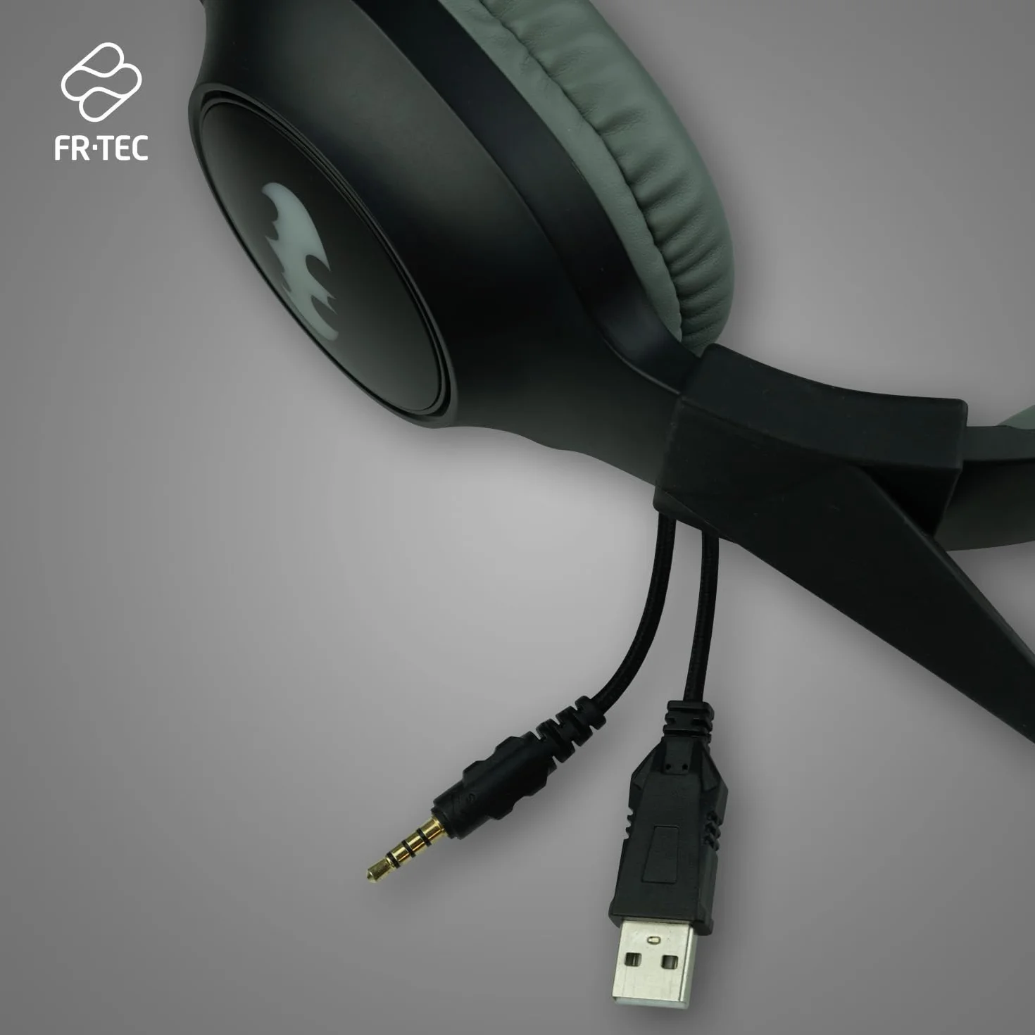 FRTEC - zestaw słuchawkowy do gier Batman z odłączanymi uszami Dark Knight, kabel LED RGB do PlayStation 5, PS4, Xbox Series X/S, Xbox One, Nintendo Switch, PC, Mac
