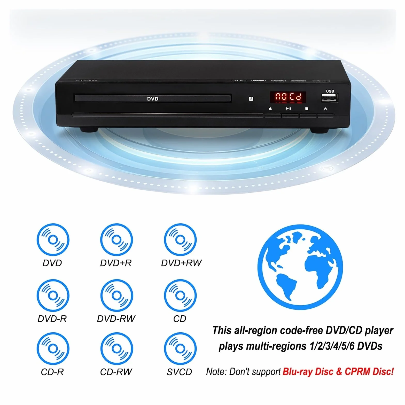 Odtwarzacz DVD HD Multimedia Odtwarzacz cyfrowy Obsługuje systemy kina domowego z kablami