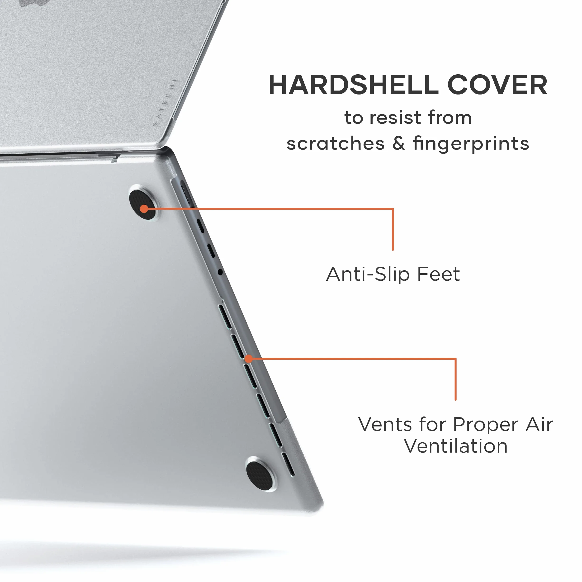 SATECHI Twardy futerał do MacBook Pro 14 cali, ultracienki i lekki, ekologiczny futerał z pełnym dostępem do portów – kompatybilny z MacBook Pro 14" (2025 M5/M4/M3/M2/M1) – przezroczysty