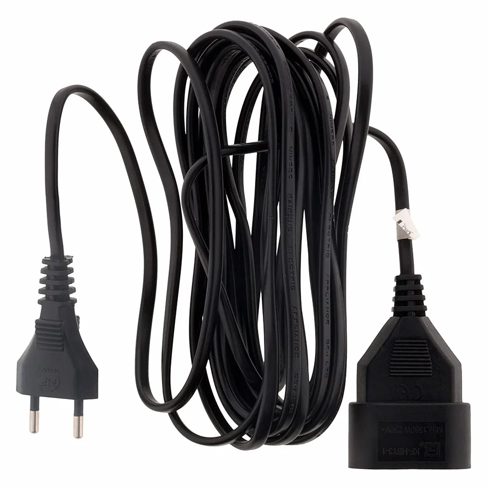 Przedłużacz Elektryczny HO3VVH2F 2x0,75 mm² 6A Bez Uziemienia Zabezpieczenie Dziecięce Długość 10m Czarny