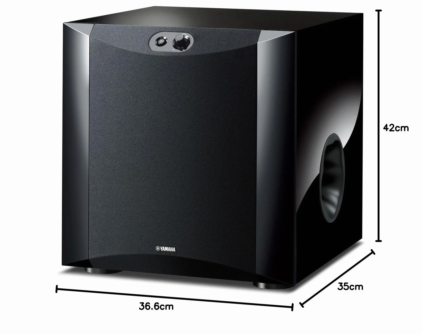 Yamaha NS-SW300 Front Firing subwoofer z opatentowaną rurą Twisted Flare Port Bassreflex, lakier fortepianowy, czarny