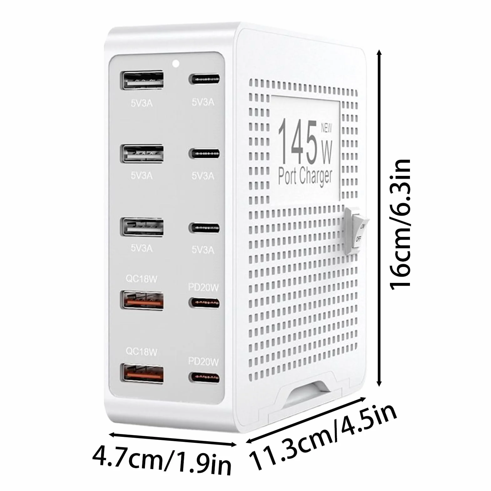 Blok ładowarki - 10-portowy adapter szybkiego ładowania do laptopa - stacja ładująca USB | do laptopa zegarka telefonu tabletu biurka podróży do domu biura