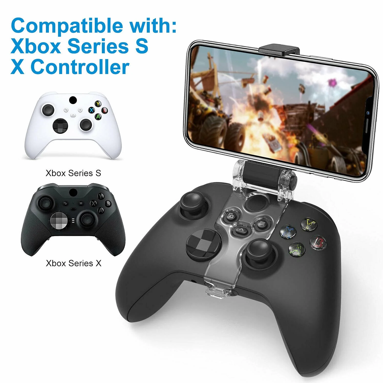 Uchwyt do telefonu z serii Xbox, kontroler ADITAM Uchwyt do gier mobilnych Zacisk do konsoli Xbox Series X/S, XSX, XSS, Xbox One, Xbox One S/X, obsługa iPhone39;a, systemu Android z aplikacją One