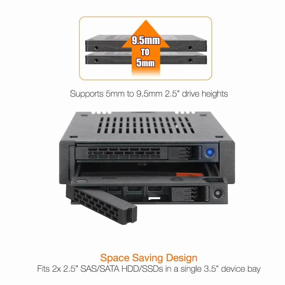 ICY DOCK Ramka wymienna do 2 x 2,5 cala (6,4 cm) SATA/SAS SSD/HDD ExpressCage MB742SP-B