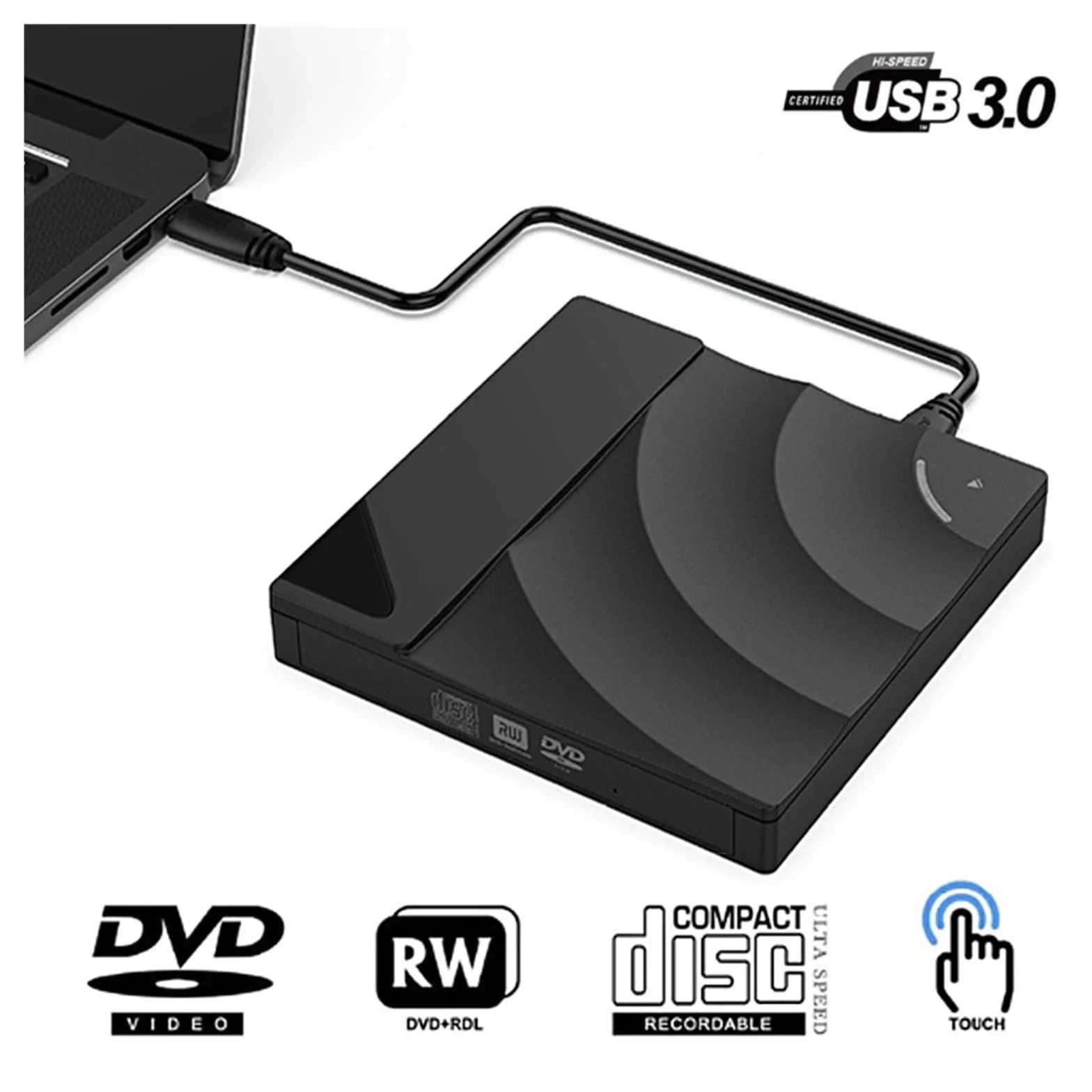 Przenośny odtwarzacz DVD, Przenośny szybki USB 3.0 CD DVD-RW Napęd optyczny Zewnętrzny czytnik dysków Slim Komputer stacjonarny Laptop Tablet Promocja Odtwarzacz DVD dla początkujących(Blauw)