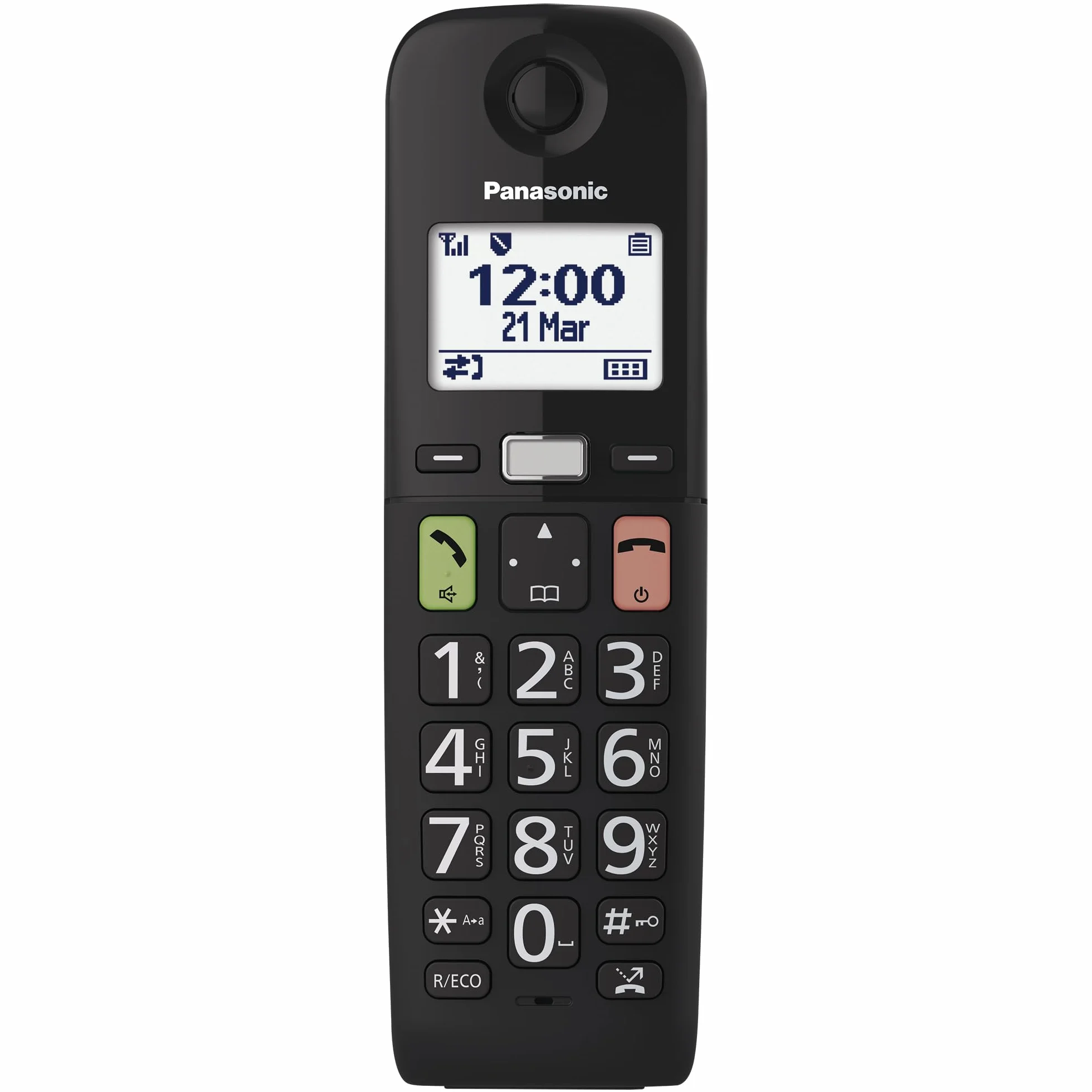 Panasonic KX-TGU112EXB Bezprzewodowy telefon cyfrowy z automatyczną sekretarką, jednostką podstawową i 2 słuchawkami, wyświetlaczem LCD, dużymi klawiszami, ulubionymi połączeniami, kompatybilny z